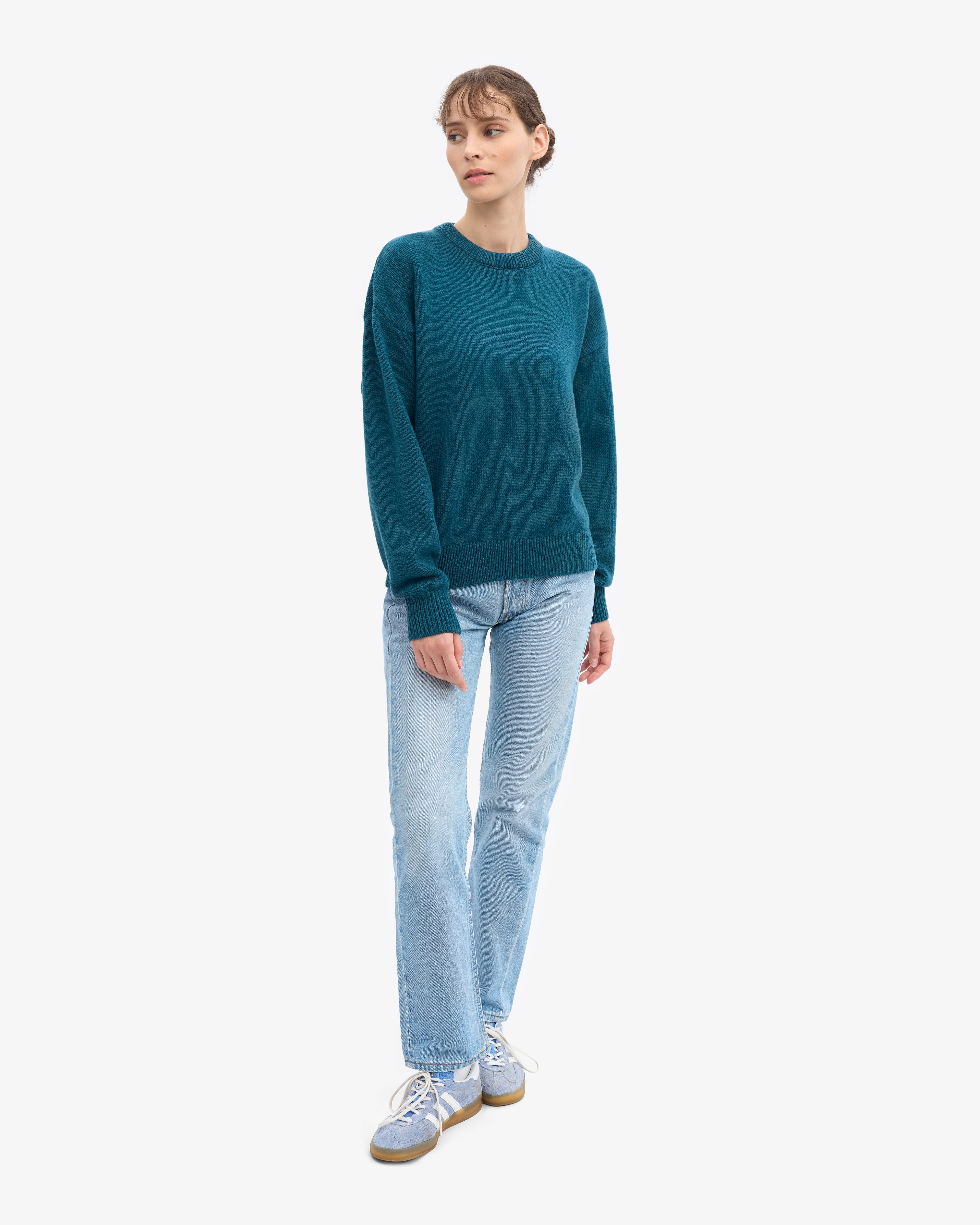Oversized Merino Wool Crew - Ocean Green