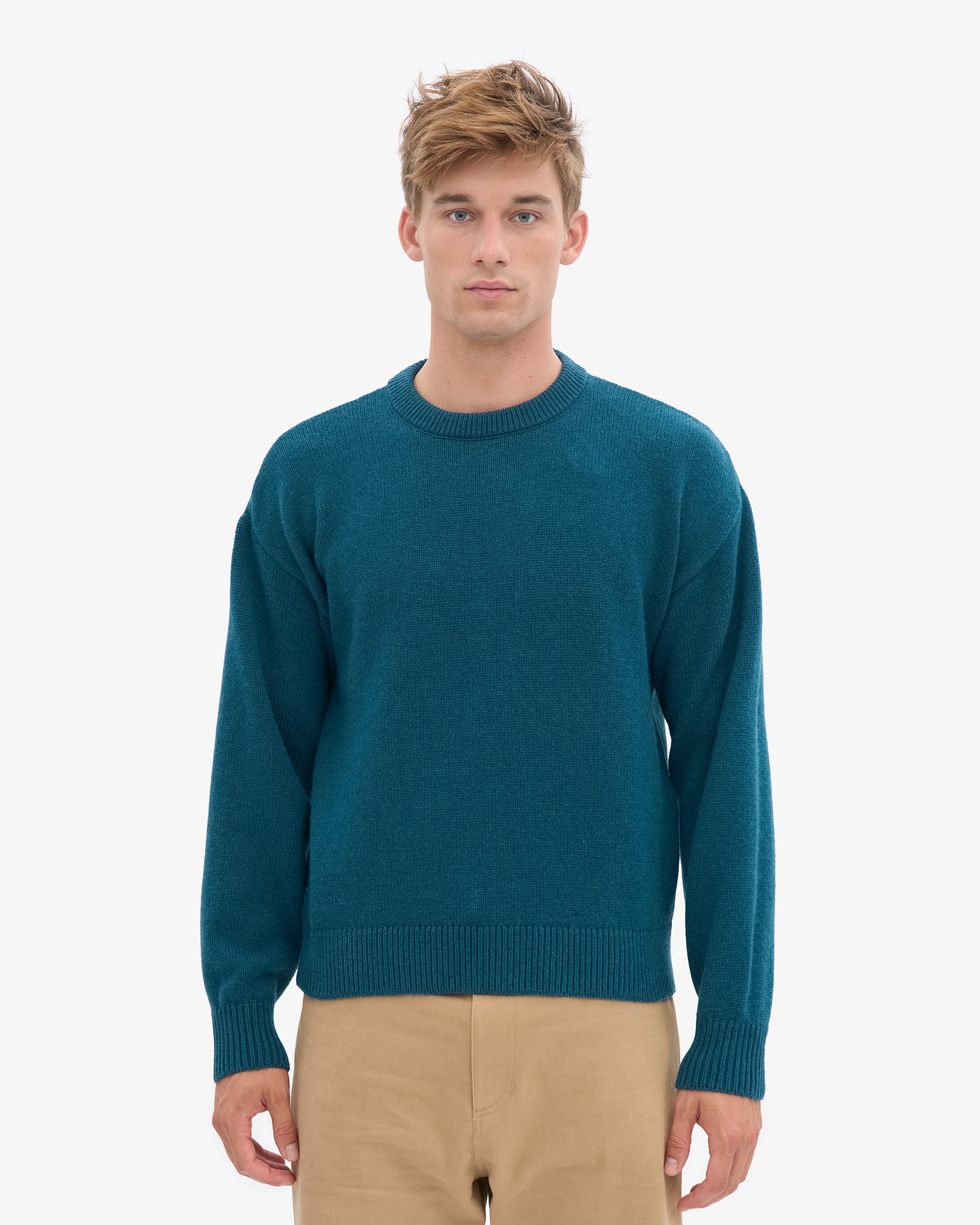 Oversized Merino Wool Crew - Ocean Green