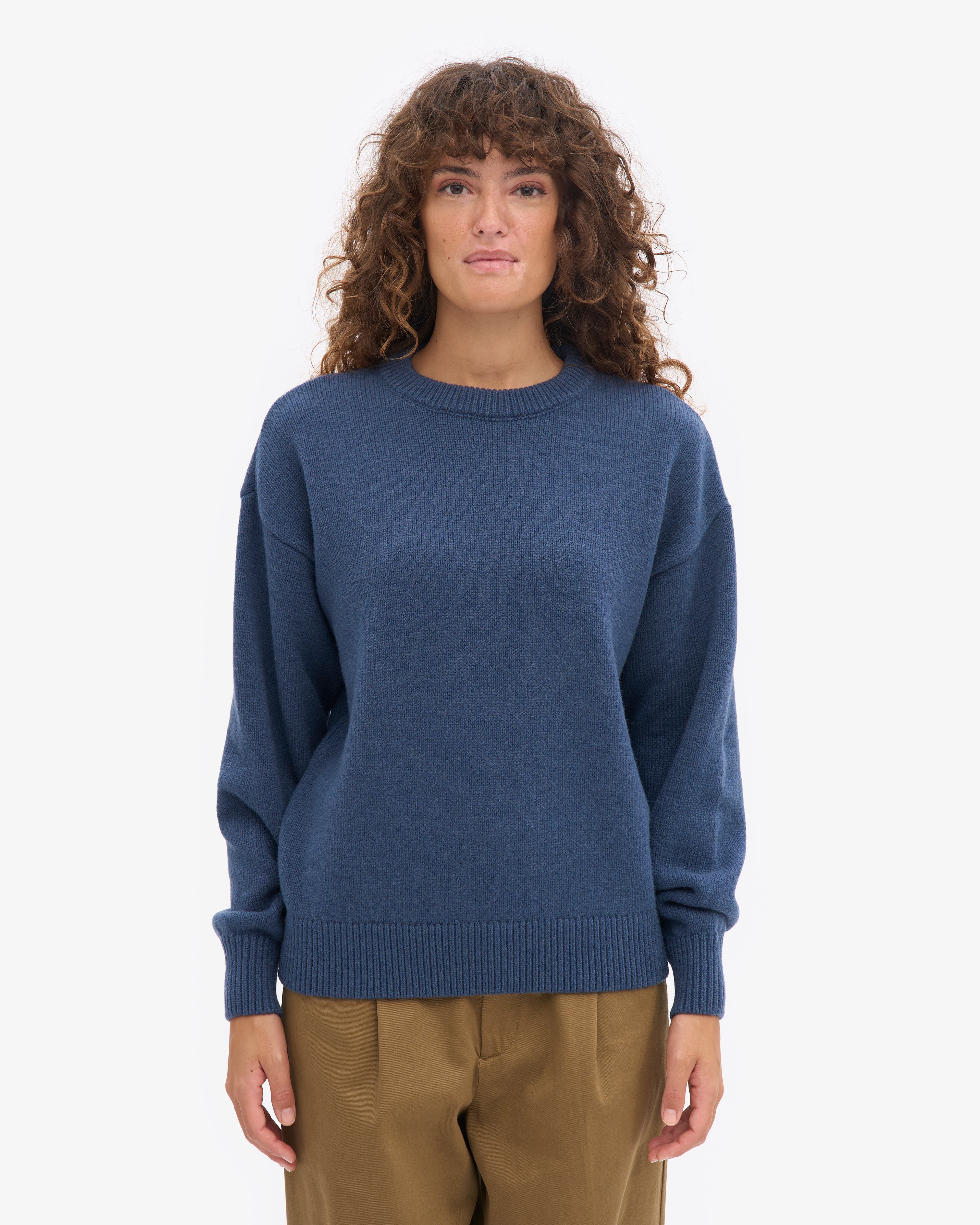 Oversized Merino Wool Crew - Petrol Blue