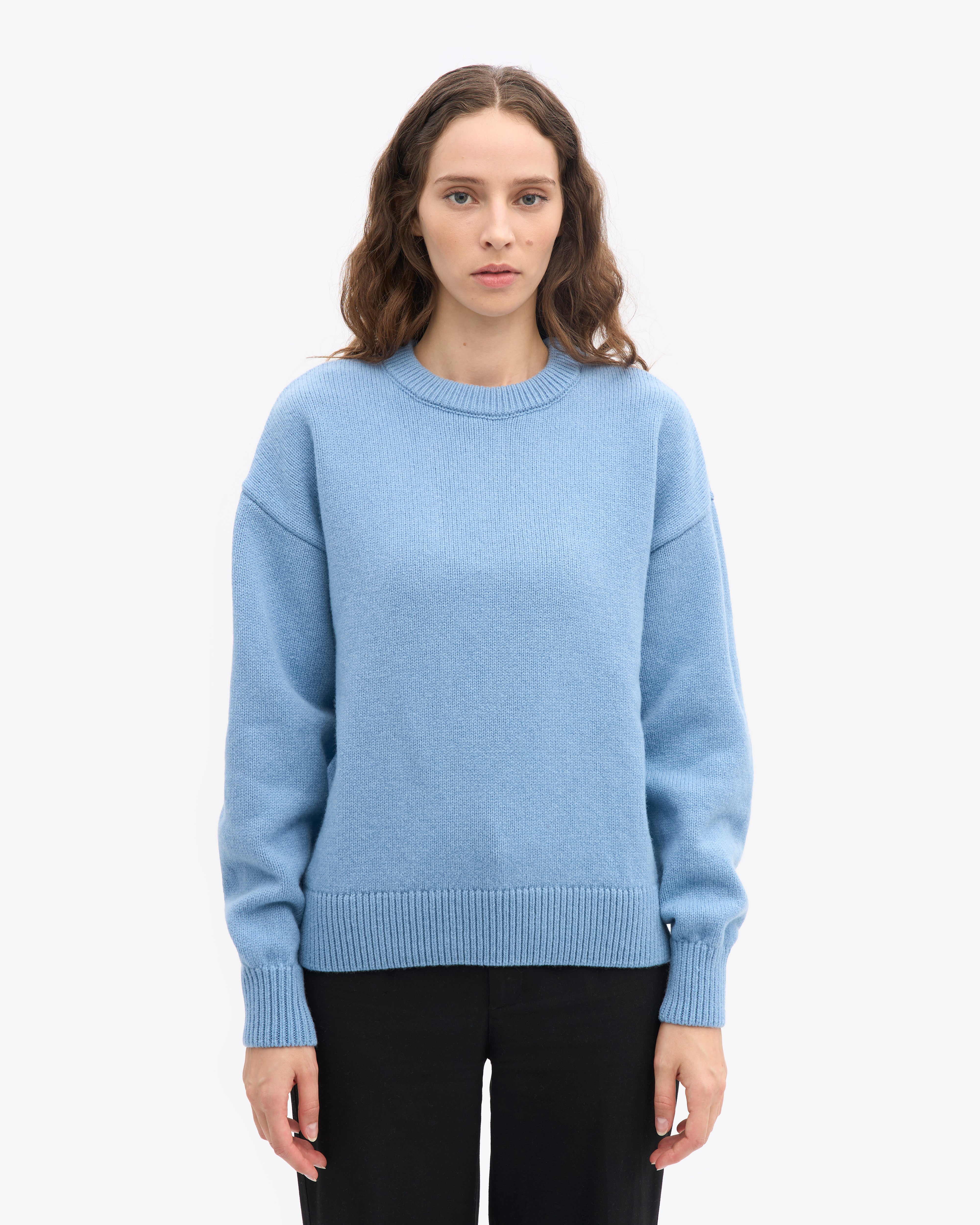 Oversized Merino Wool Crew - Seaside Blue