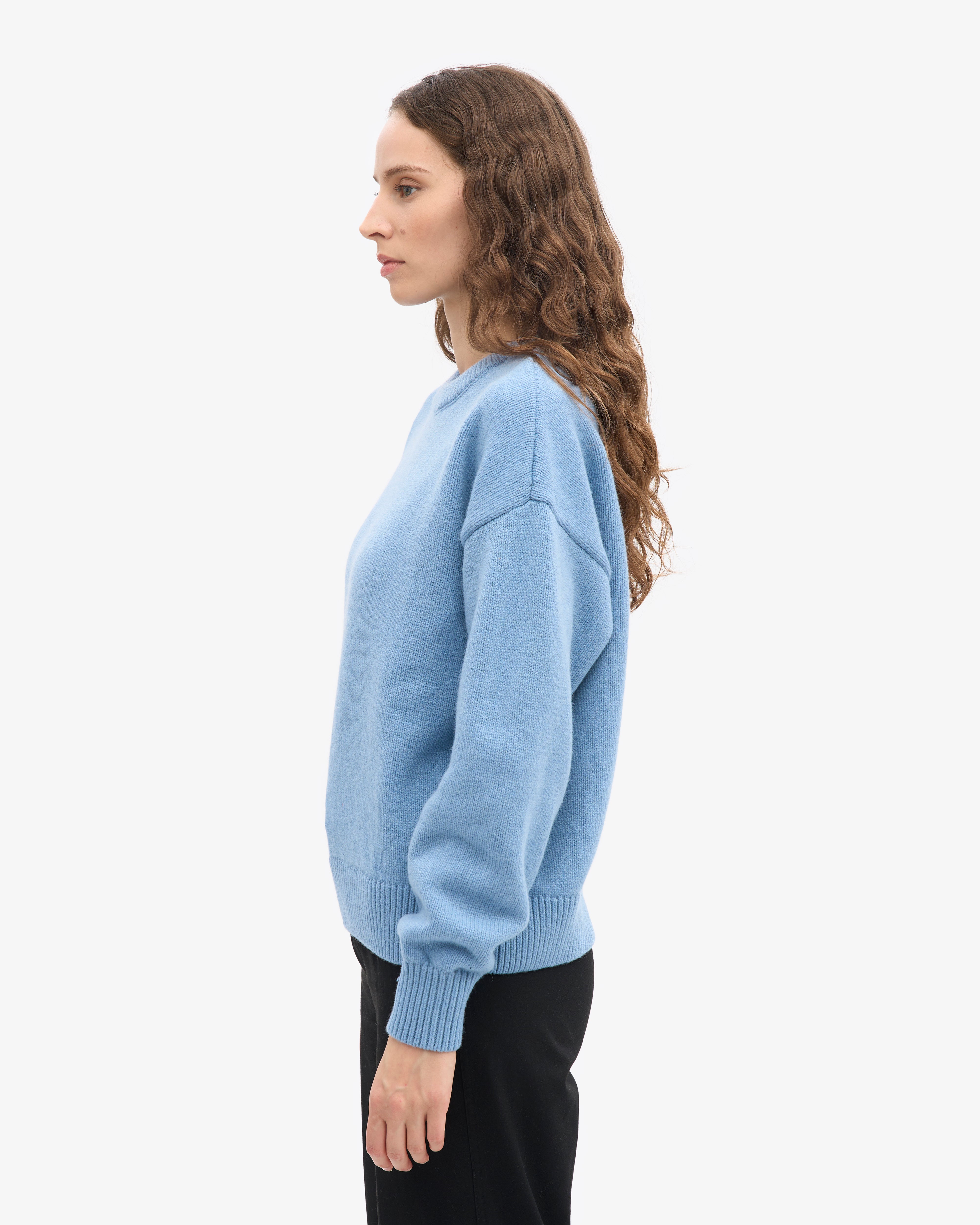 Oversized Merino Wool Crew - Seaside Blue