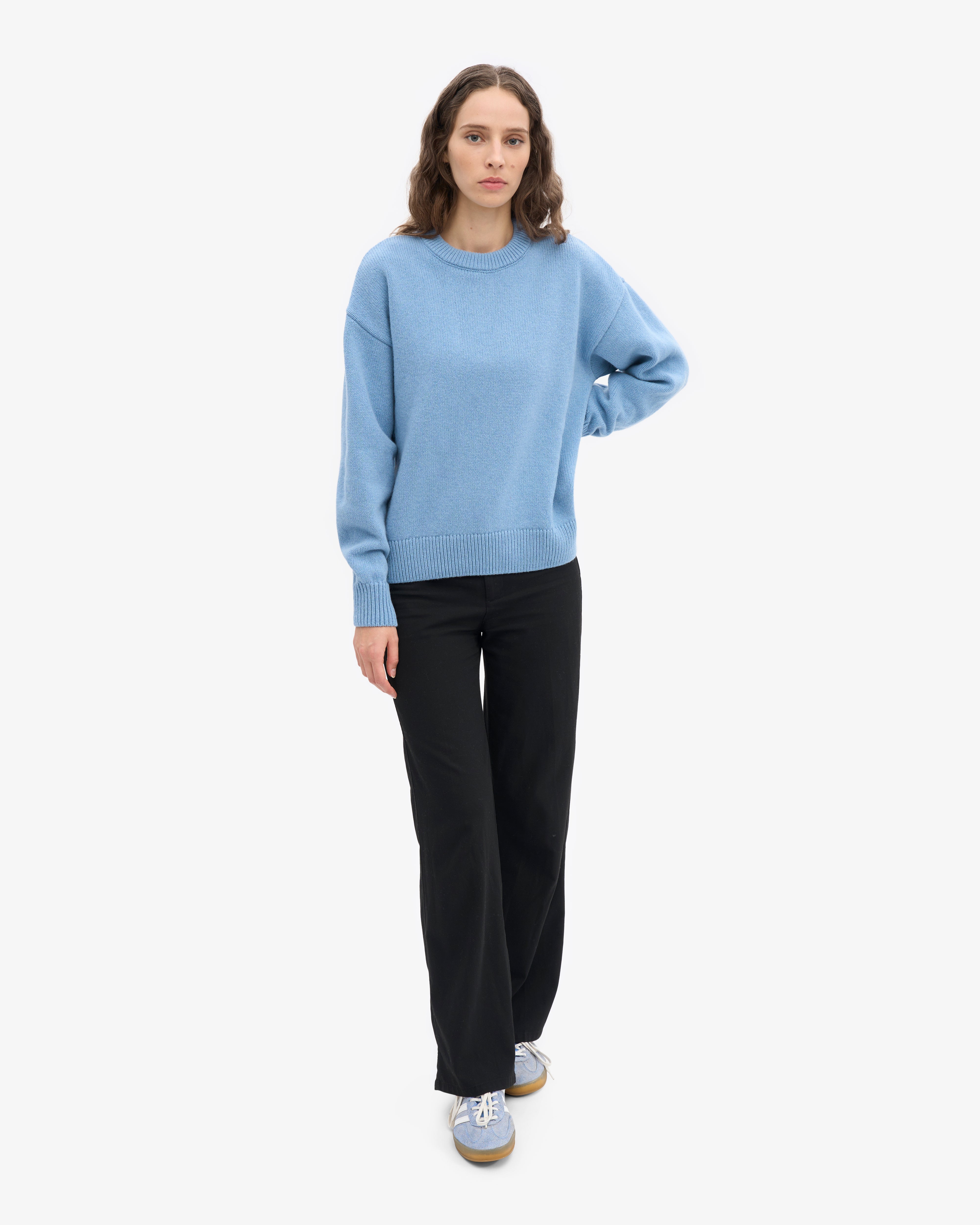Oversized Merino Wool Crew - Seaside Blue