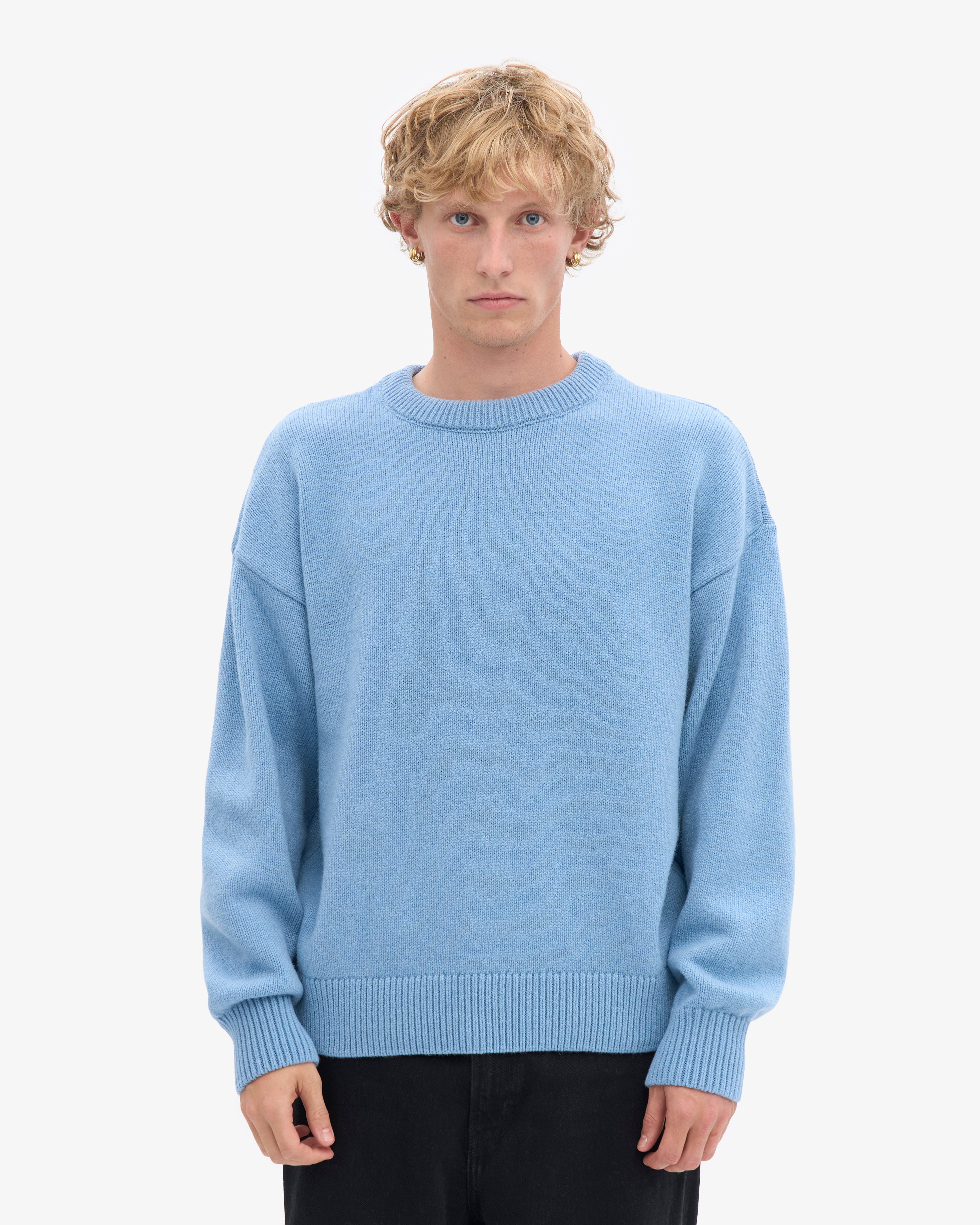 Oversized Merino Wool Crew - Seaside Blue