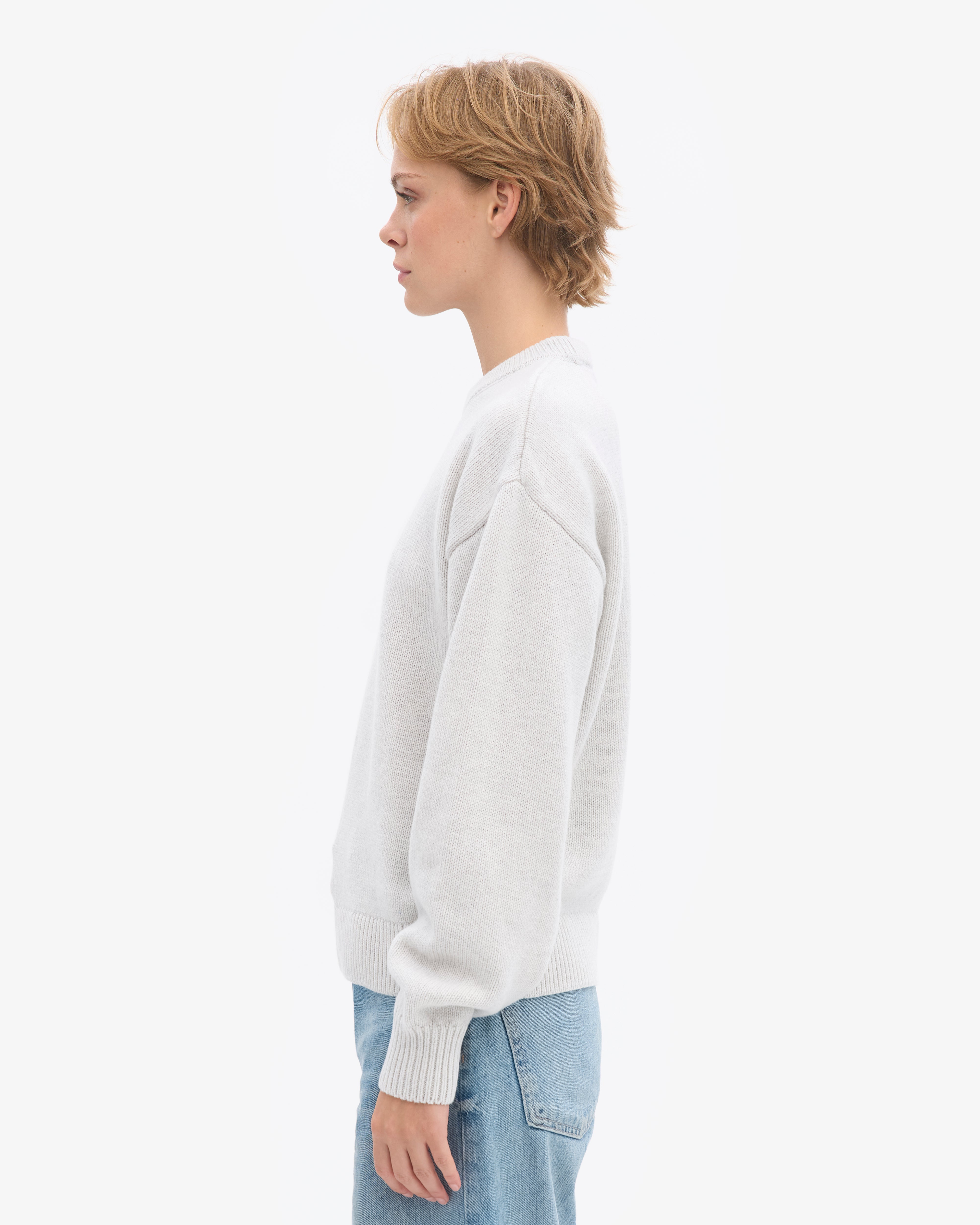 Oversized Merino Wool Crew - Snow Melange
