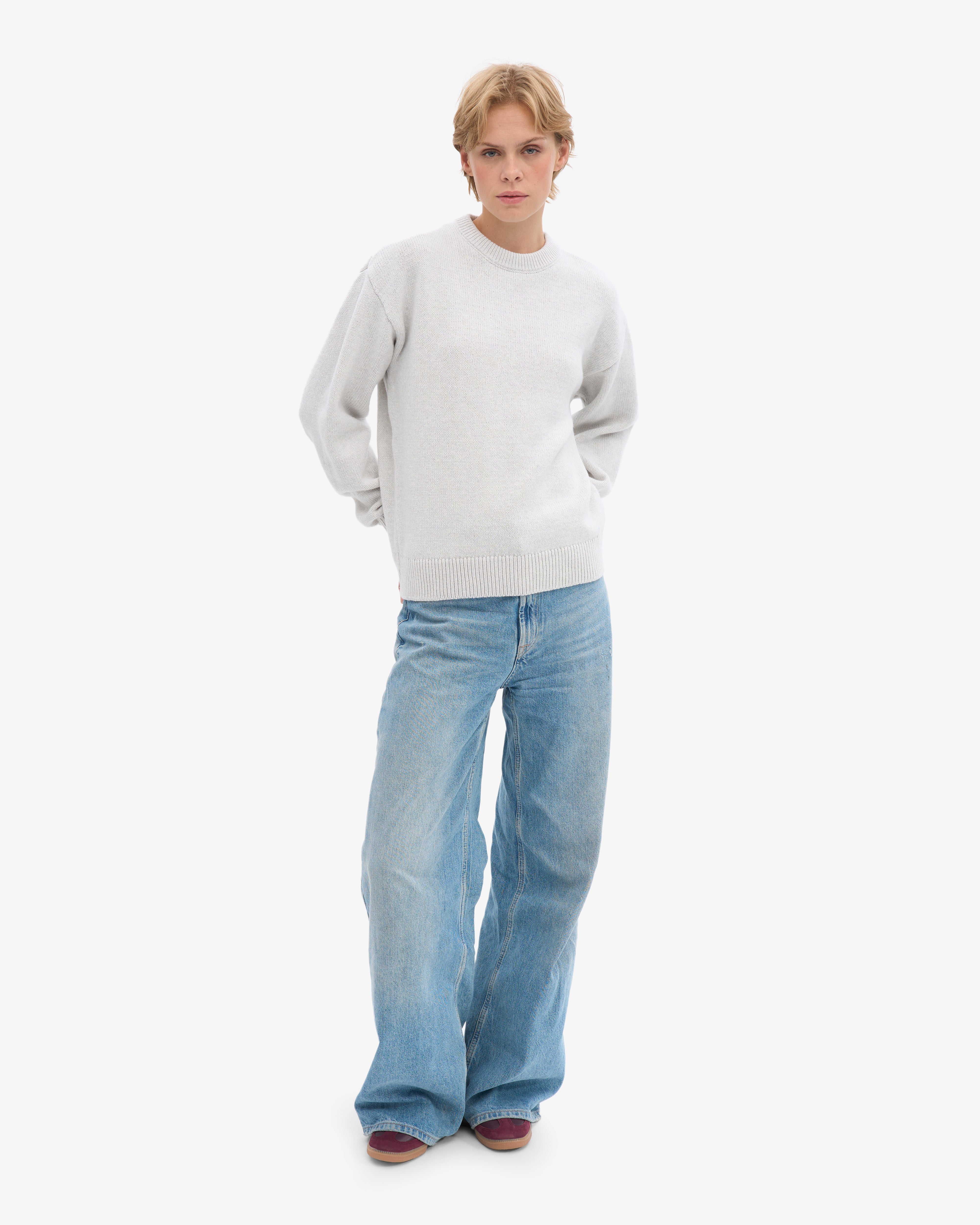 Oversized Merino Wool Crew - Snow Melange