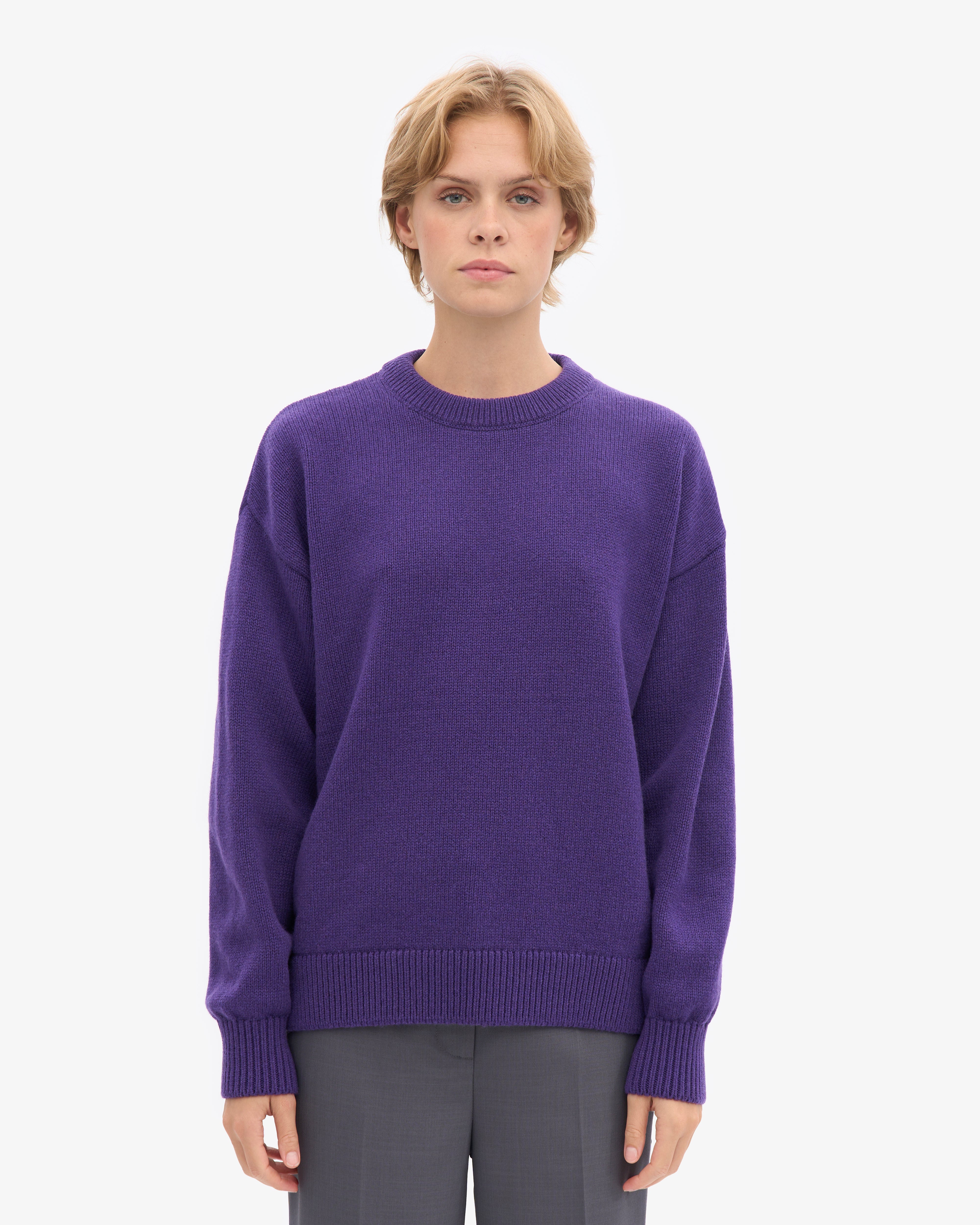 Oversized Merino Wool Crew - Ultra Violet