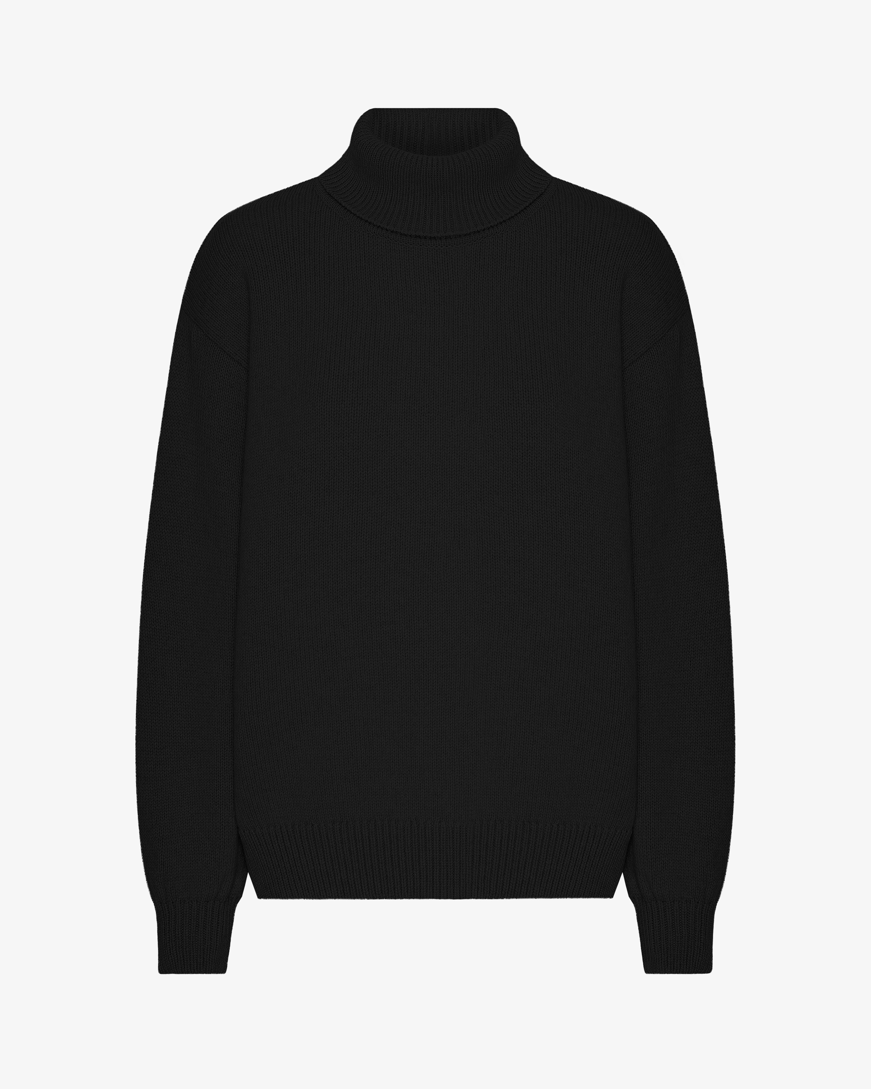 Merino Wool Turtleneck - Deep Black