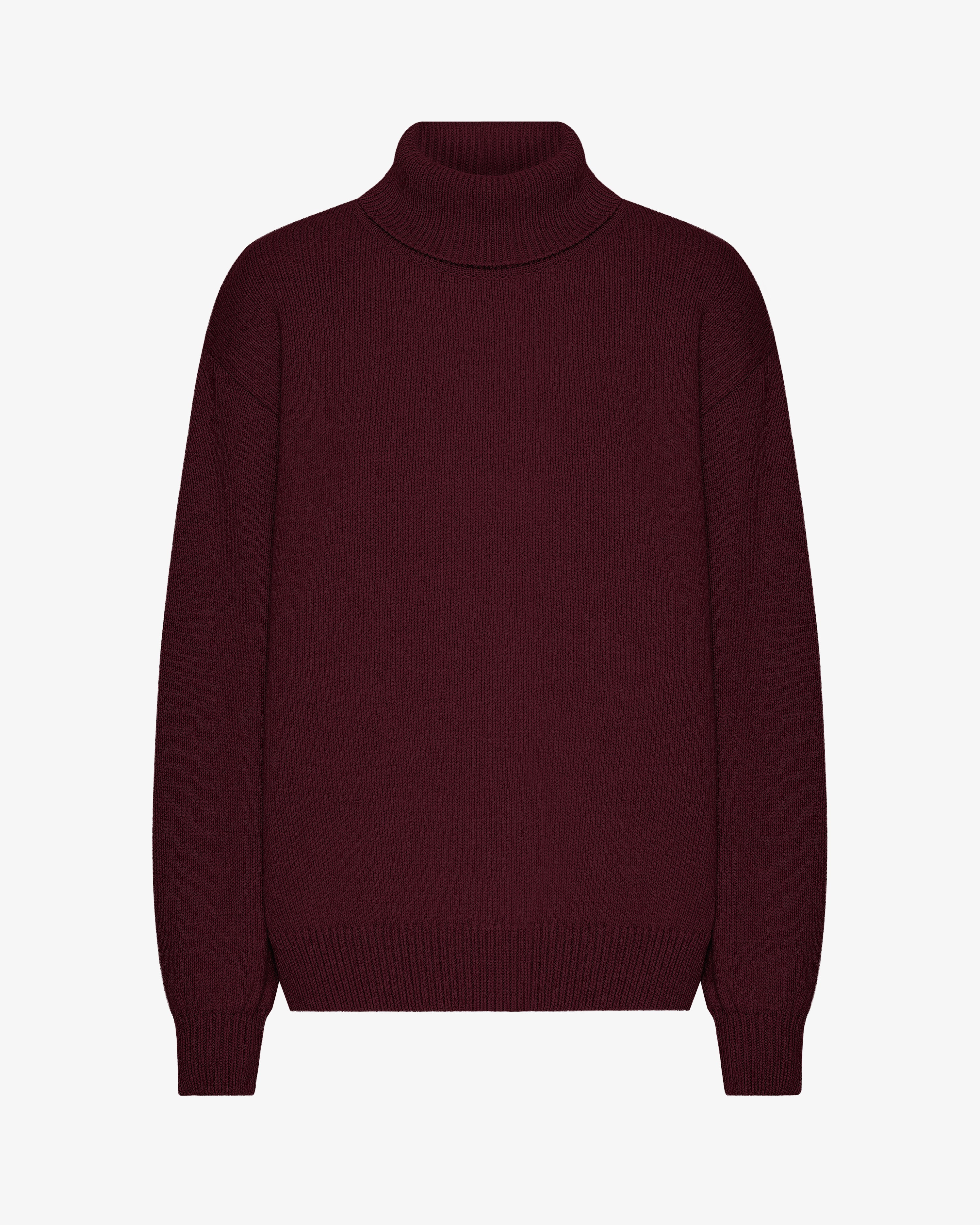 Merino Wool Turtleneck - Oxblood Red