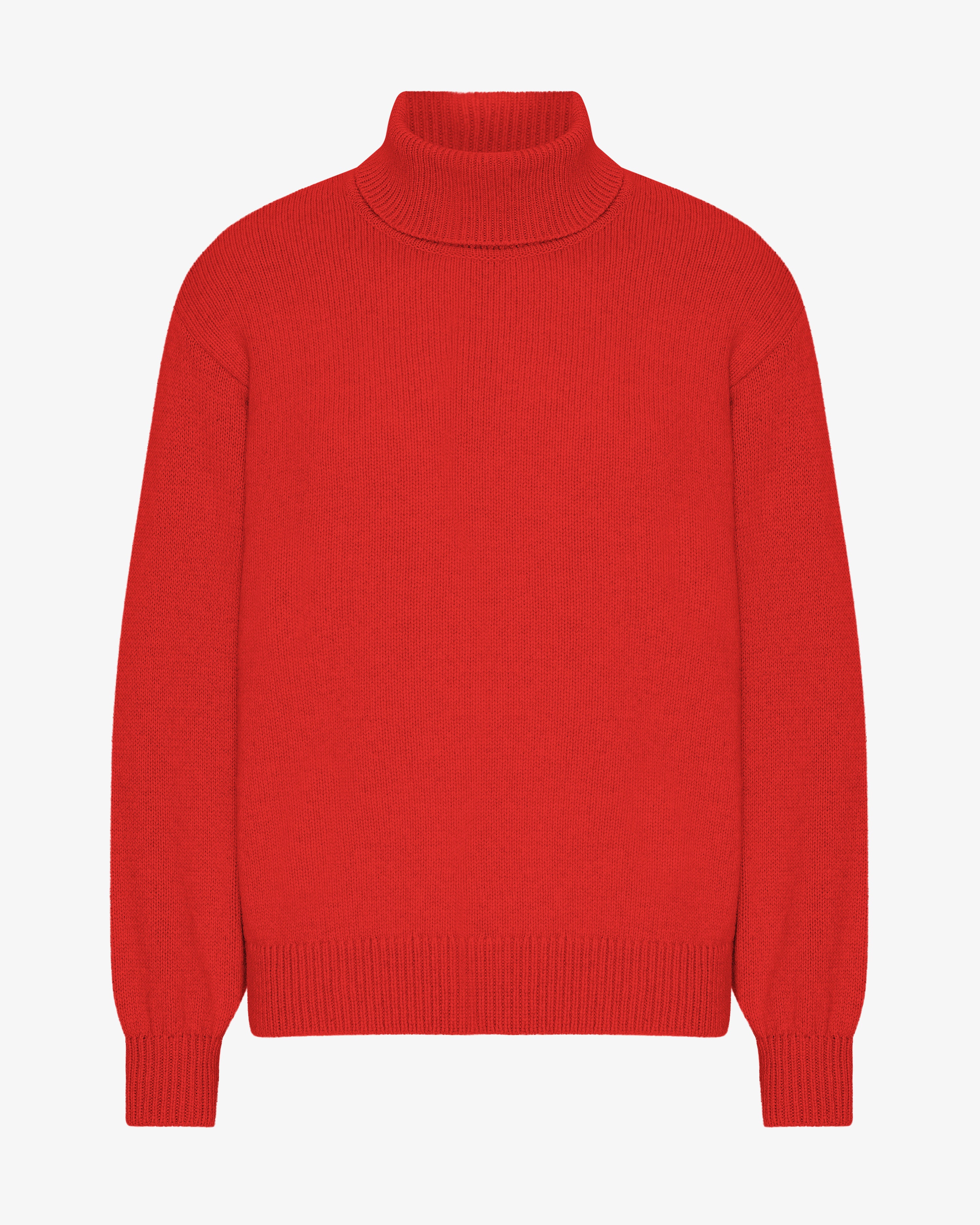 Merino Wool Turtleneck - Red Tangerine