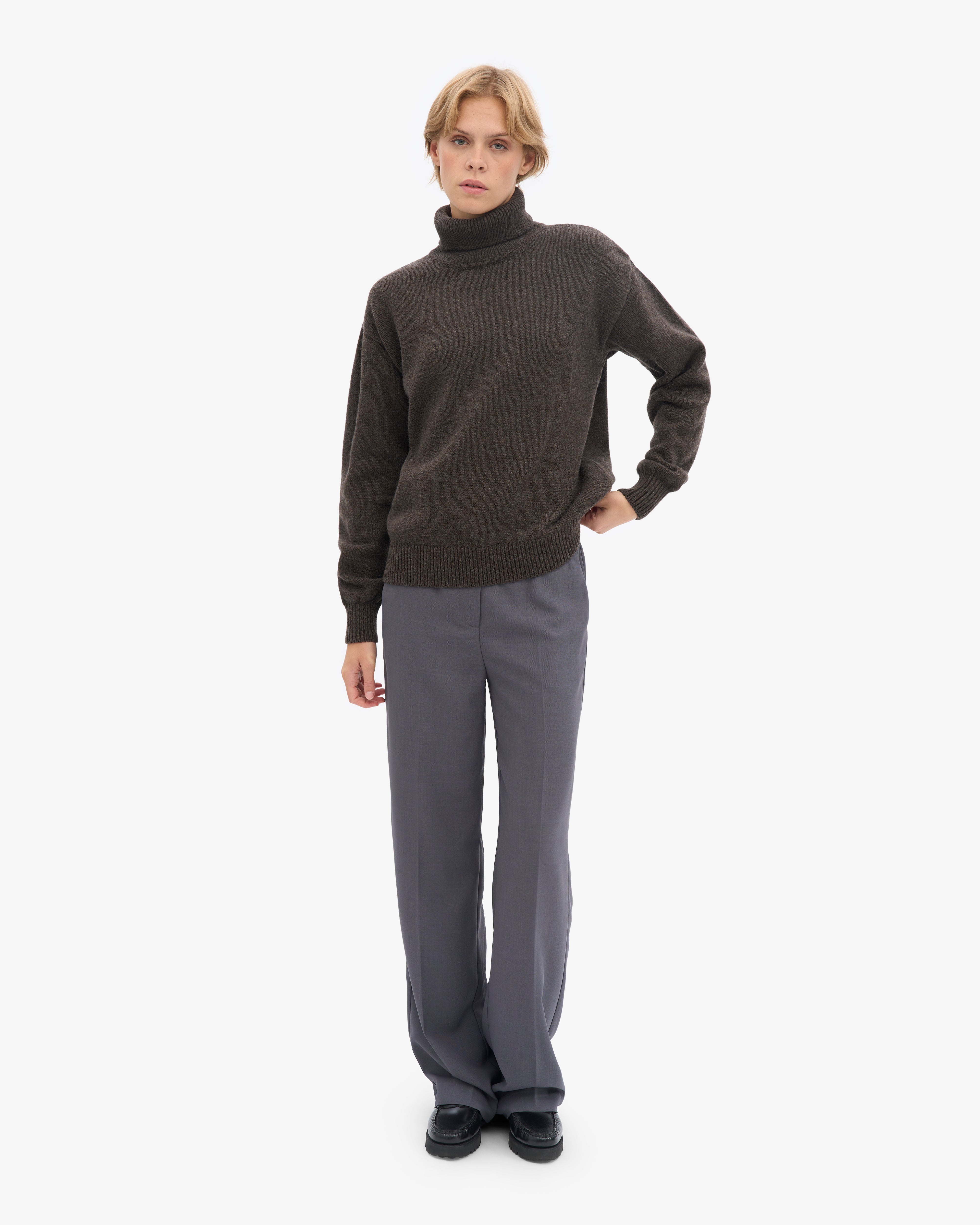 Merino Wool Turtleneck - Coffee Brown