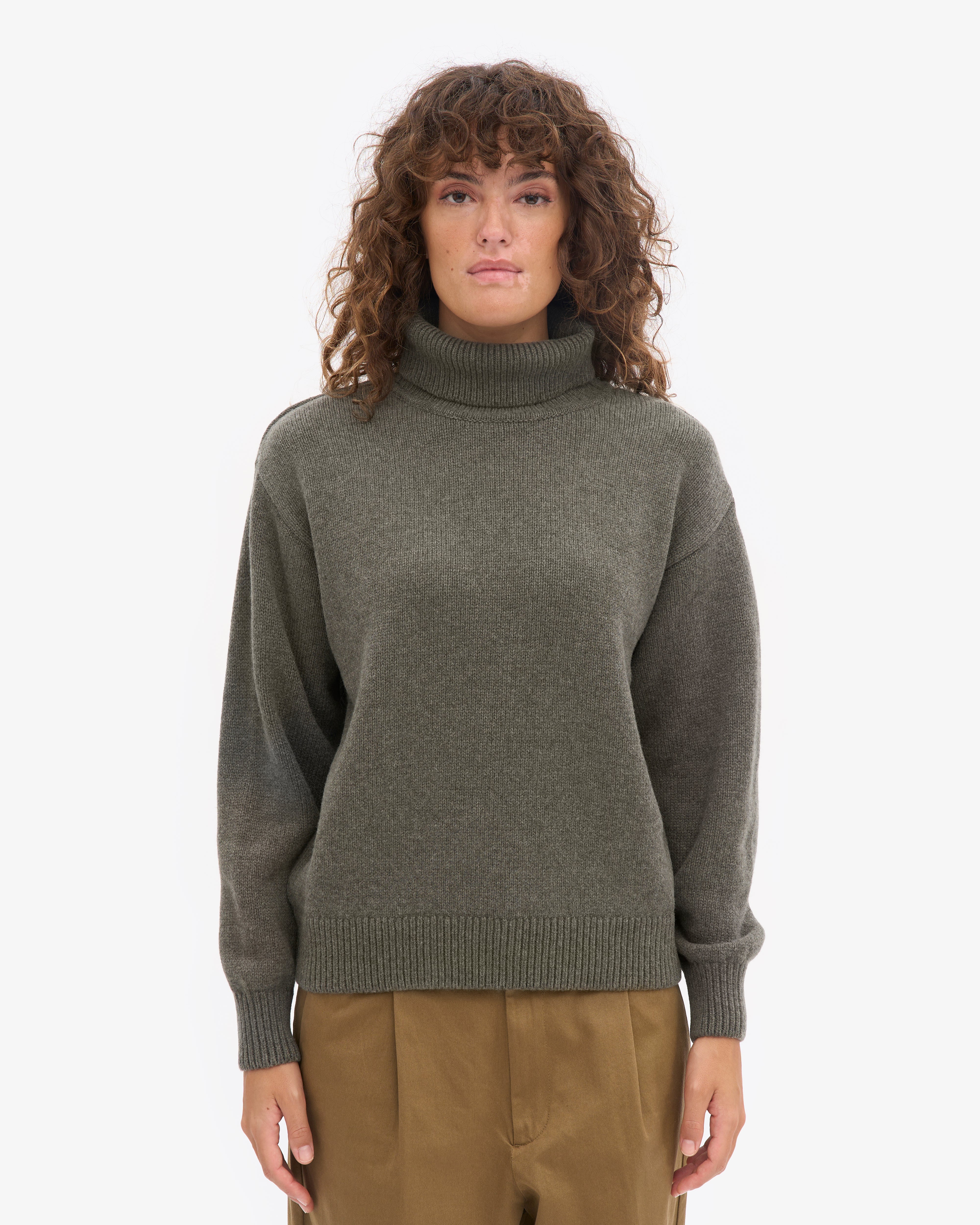 Merino Wool Turtleneck - Dusty Olive