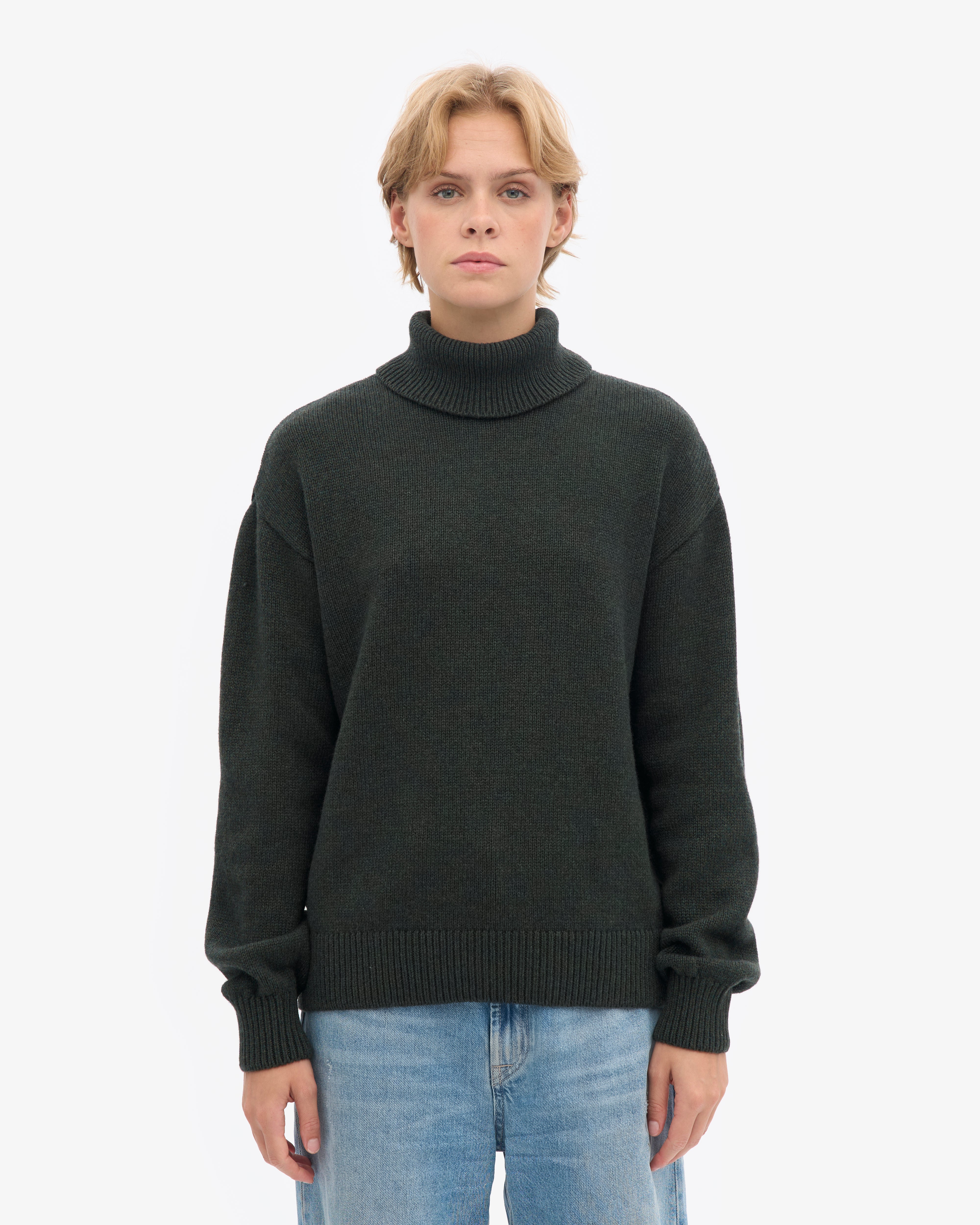 Merino Wool Turtleneck - Hunter Green