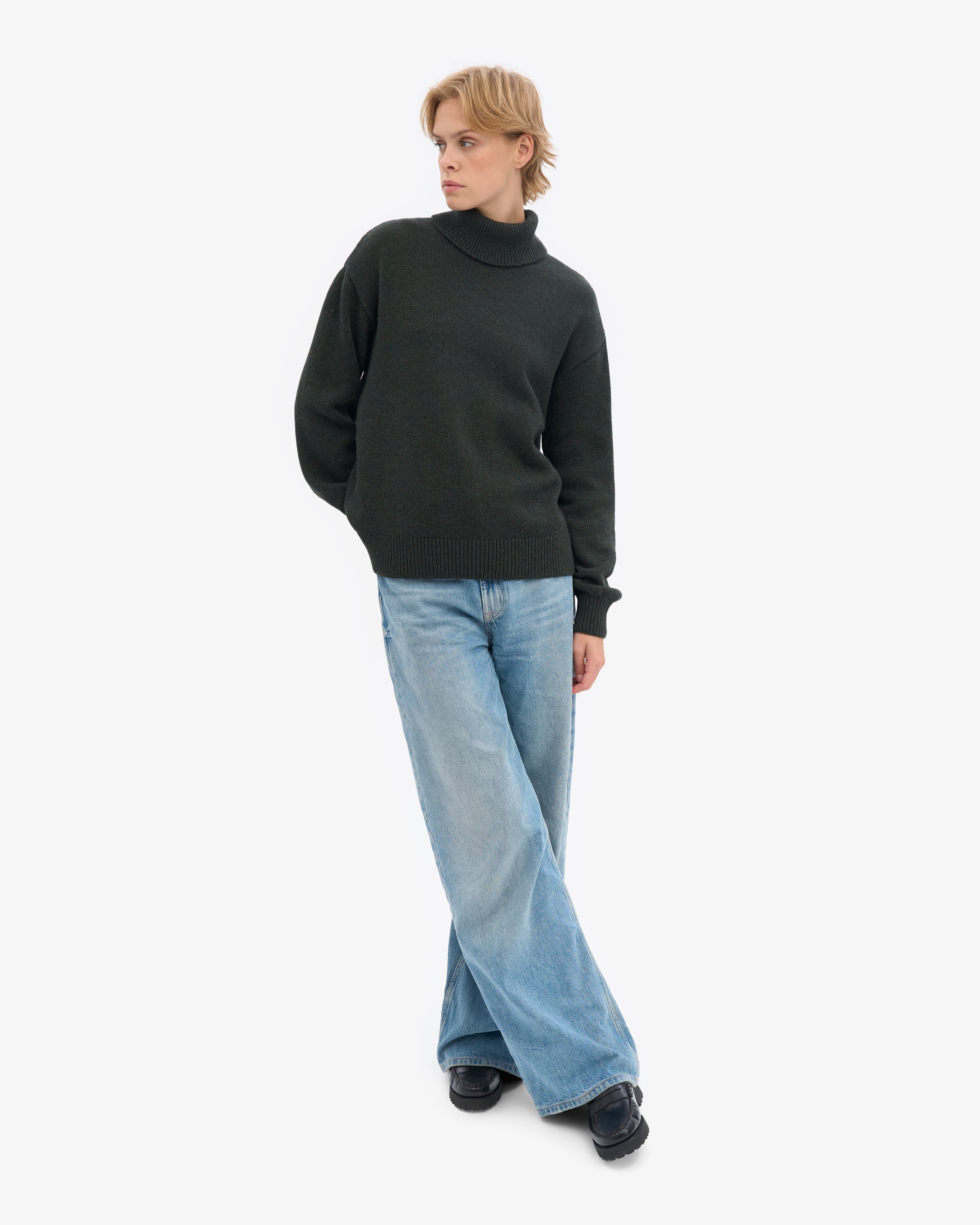 Merino Wool Turtleneck - Hunter Green