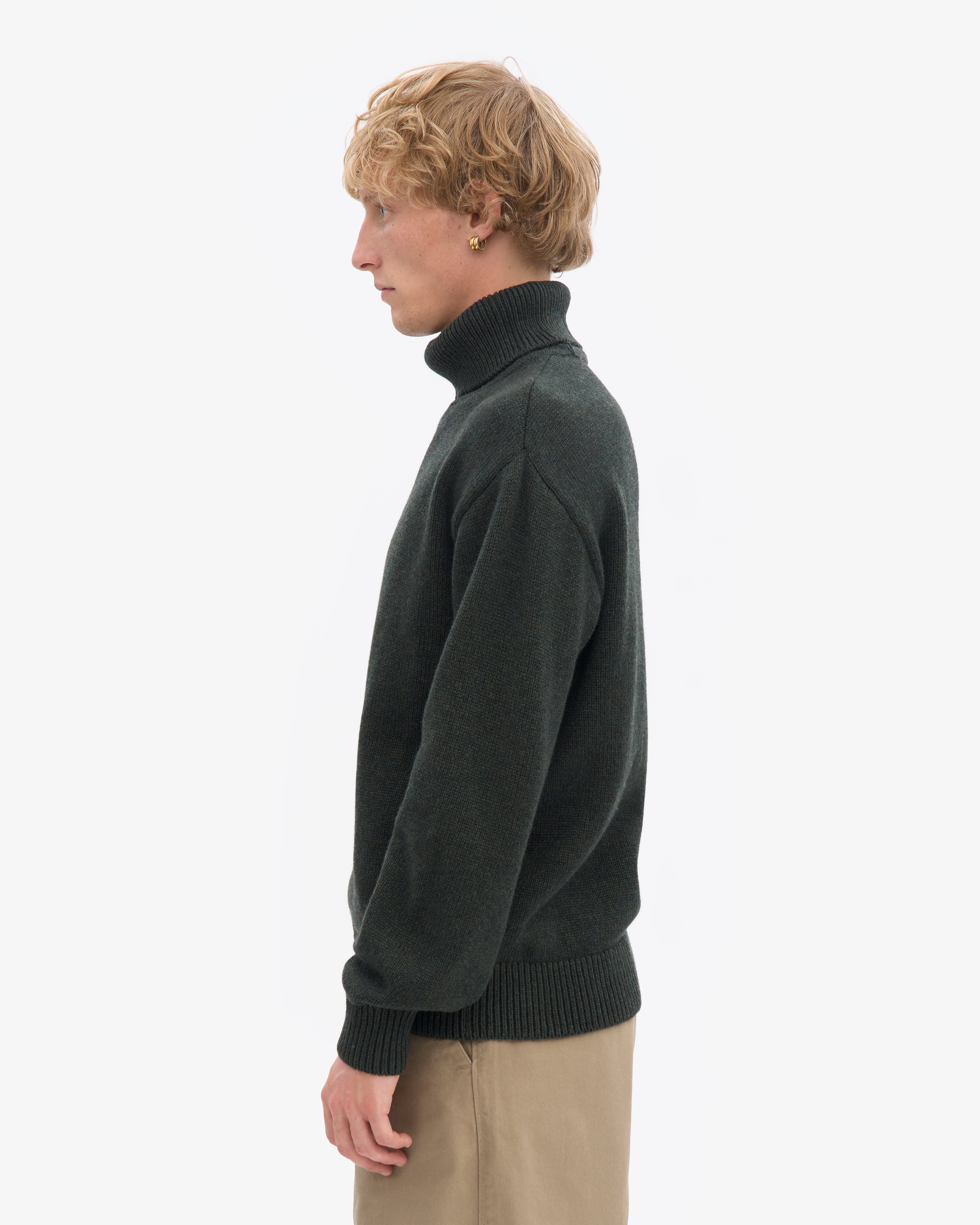 Merino Wool Turtleneck - Hunter Green