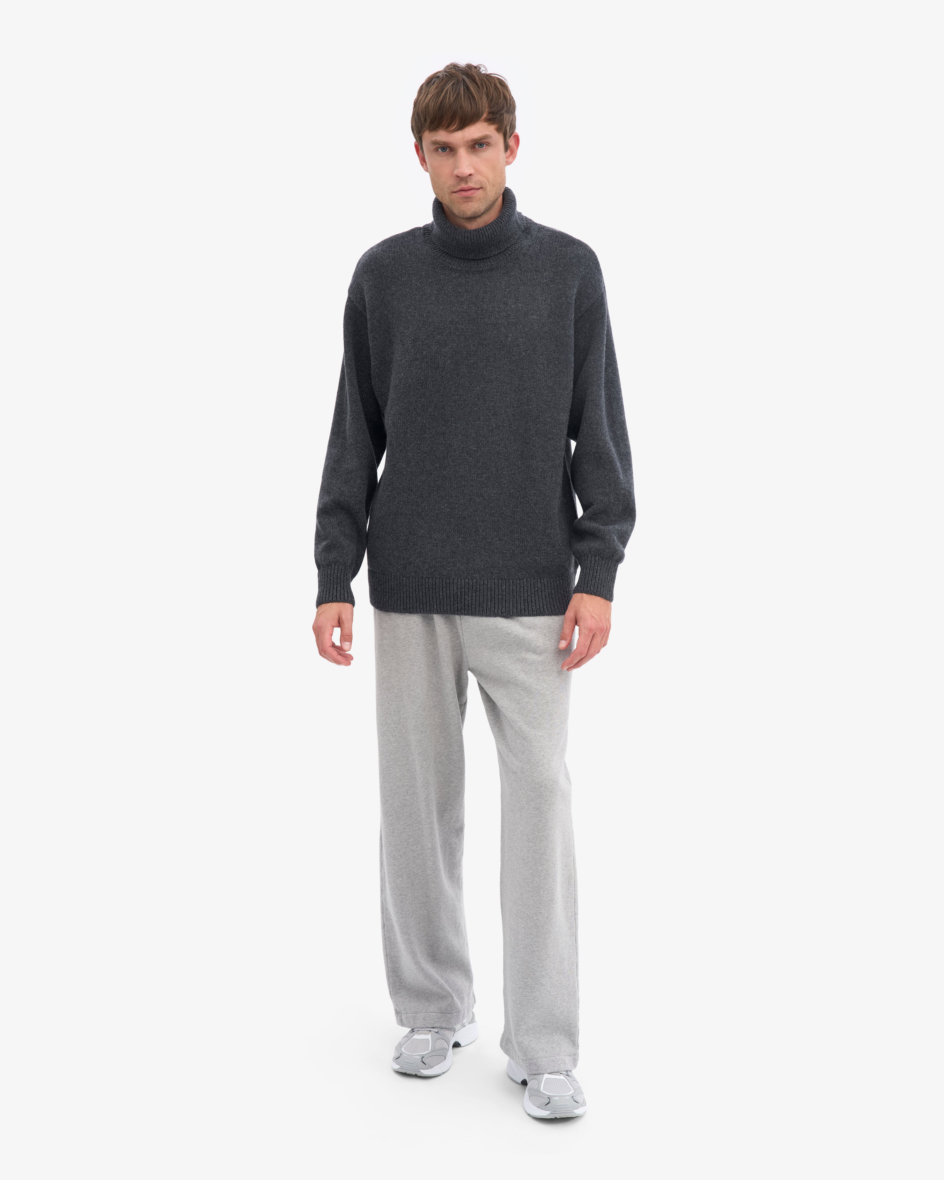 Merino Wool Turtleneck - Lava Grey