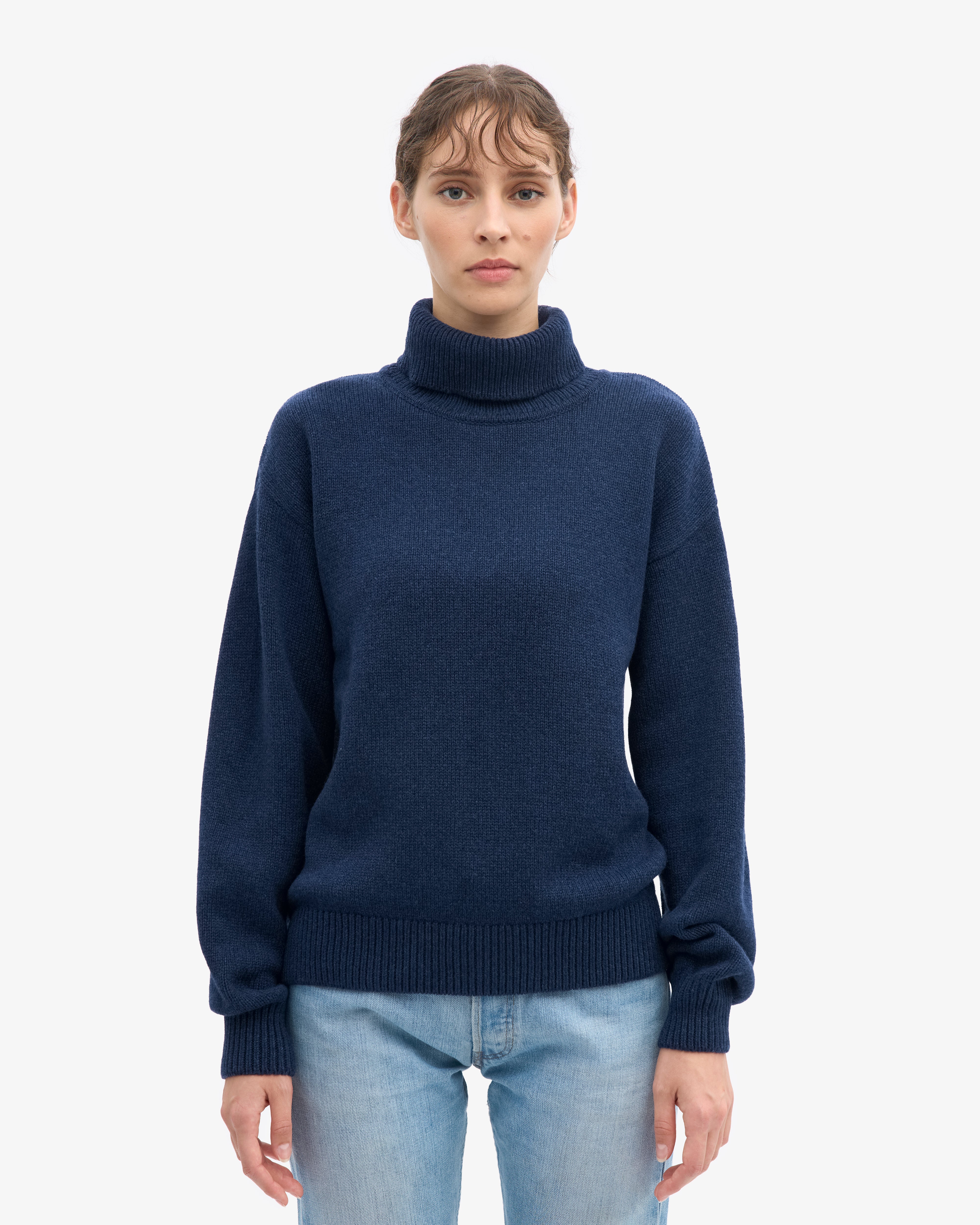 Merino Wool Turtleneck - Marine Blue