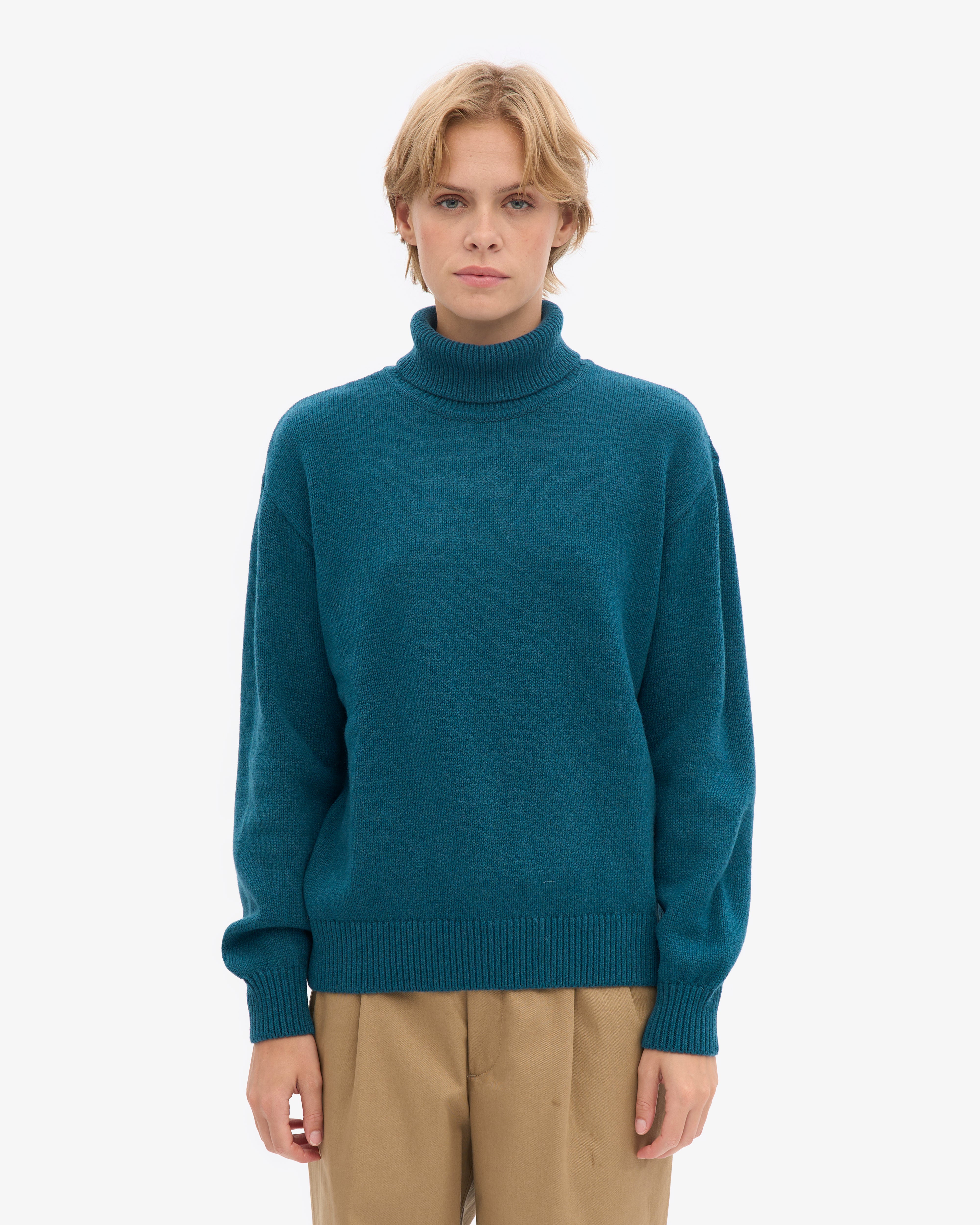 Merino Wool Turtleneck - Ocean Green