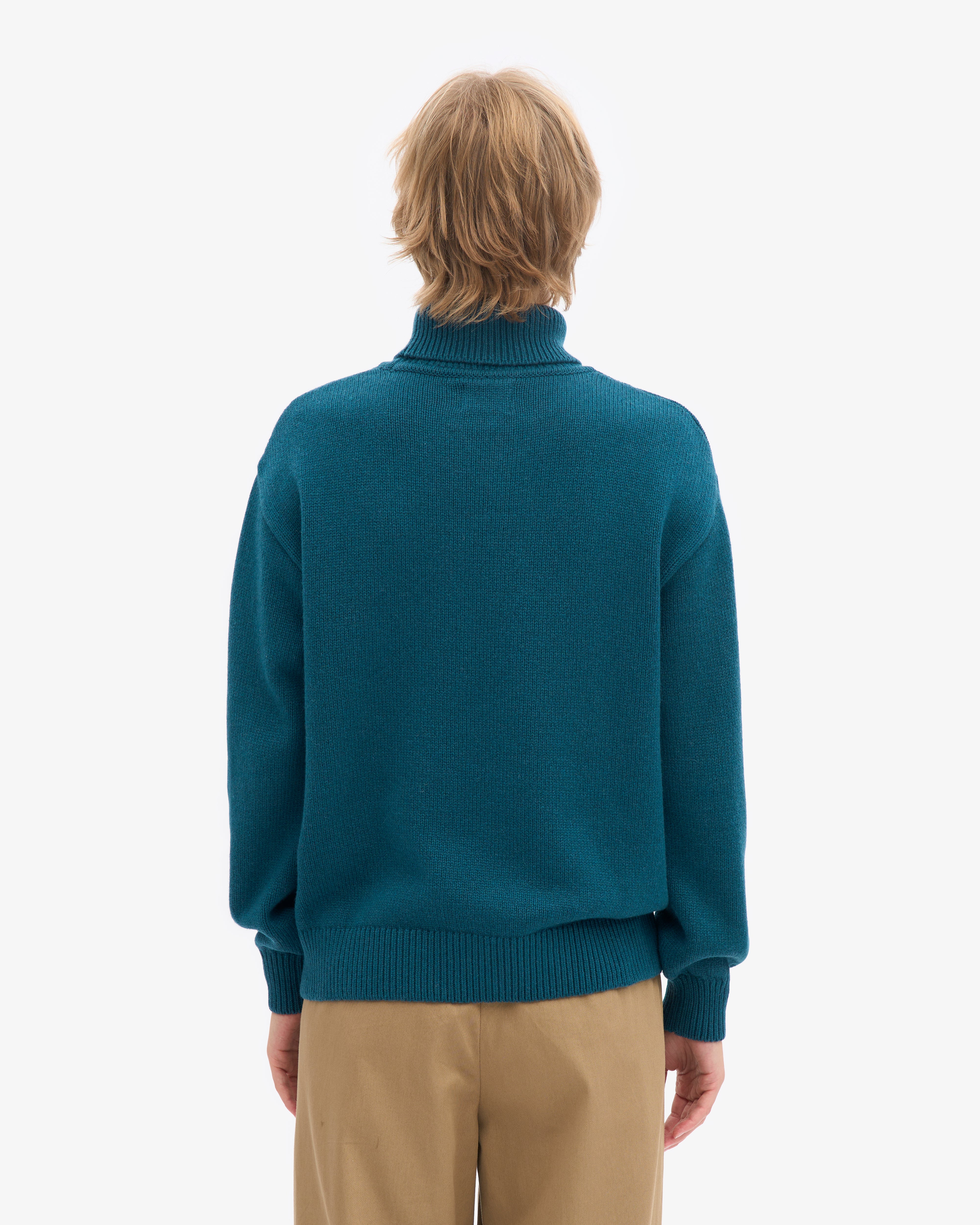 Merino Wool Turtleneck - Ocean Green