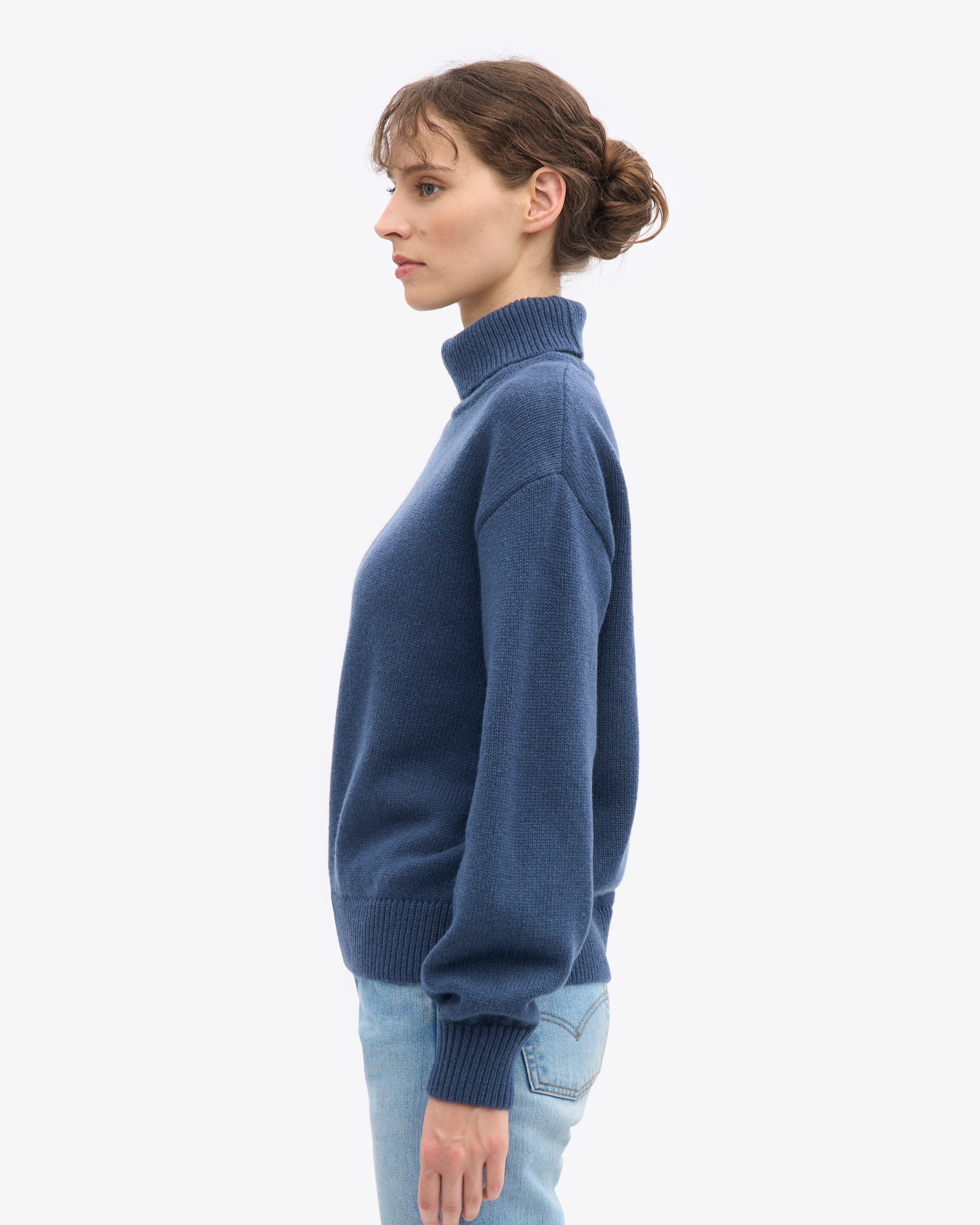 Merino Wool Turtleneck - Petrol Blue