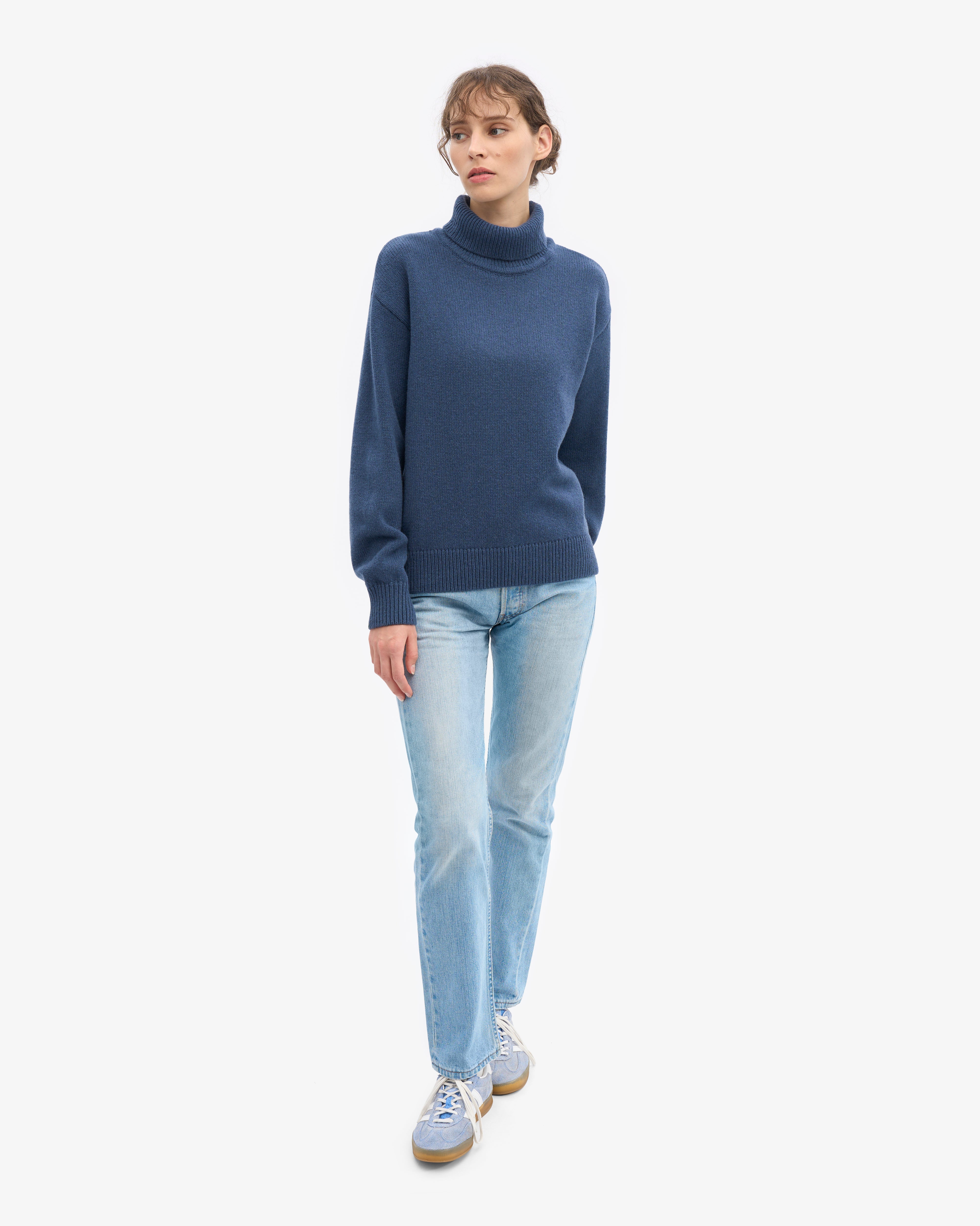 Merino Wool Turtleneck - Petrol Blue