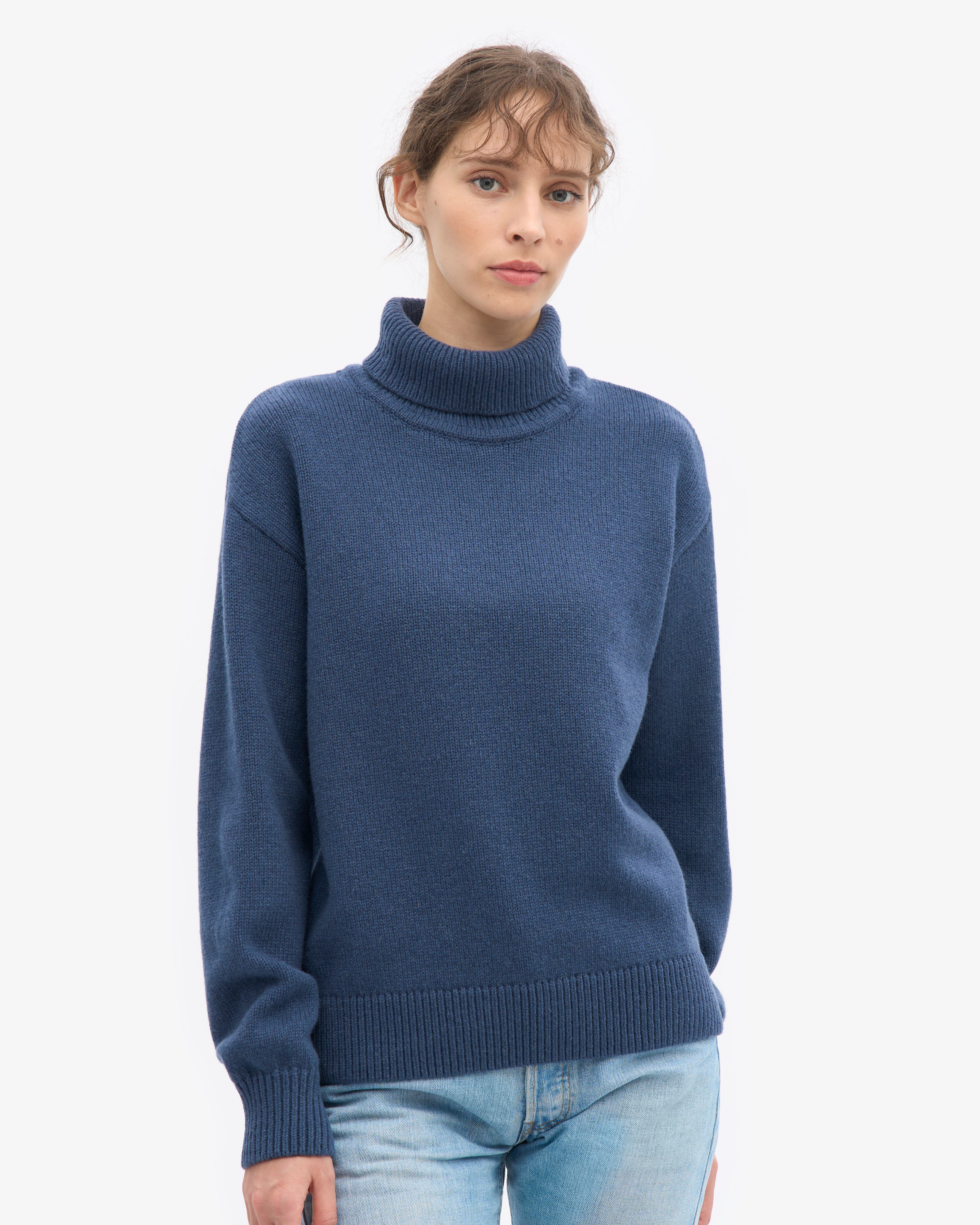 Merino Wool Turtleneck - Petrol Blue