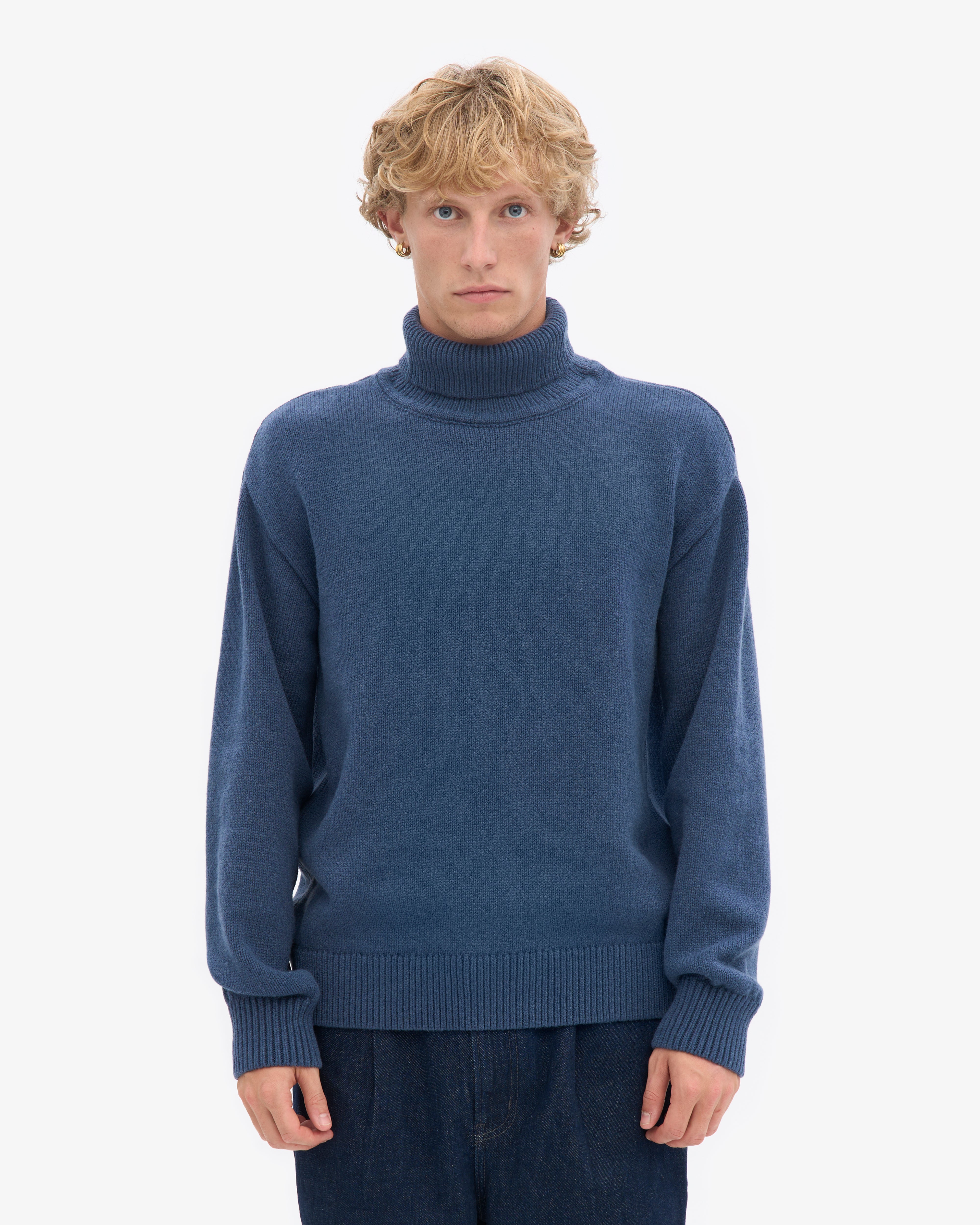 Merino Wool Turtleneck - Petrol Blue