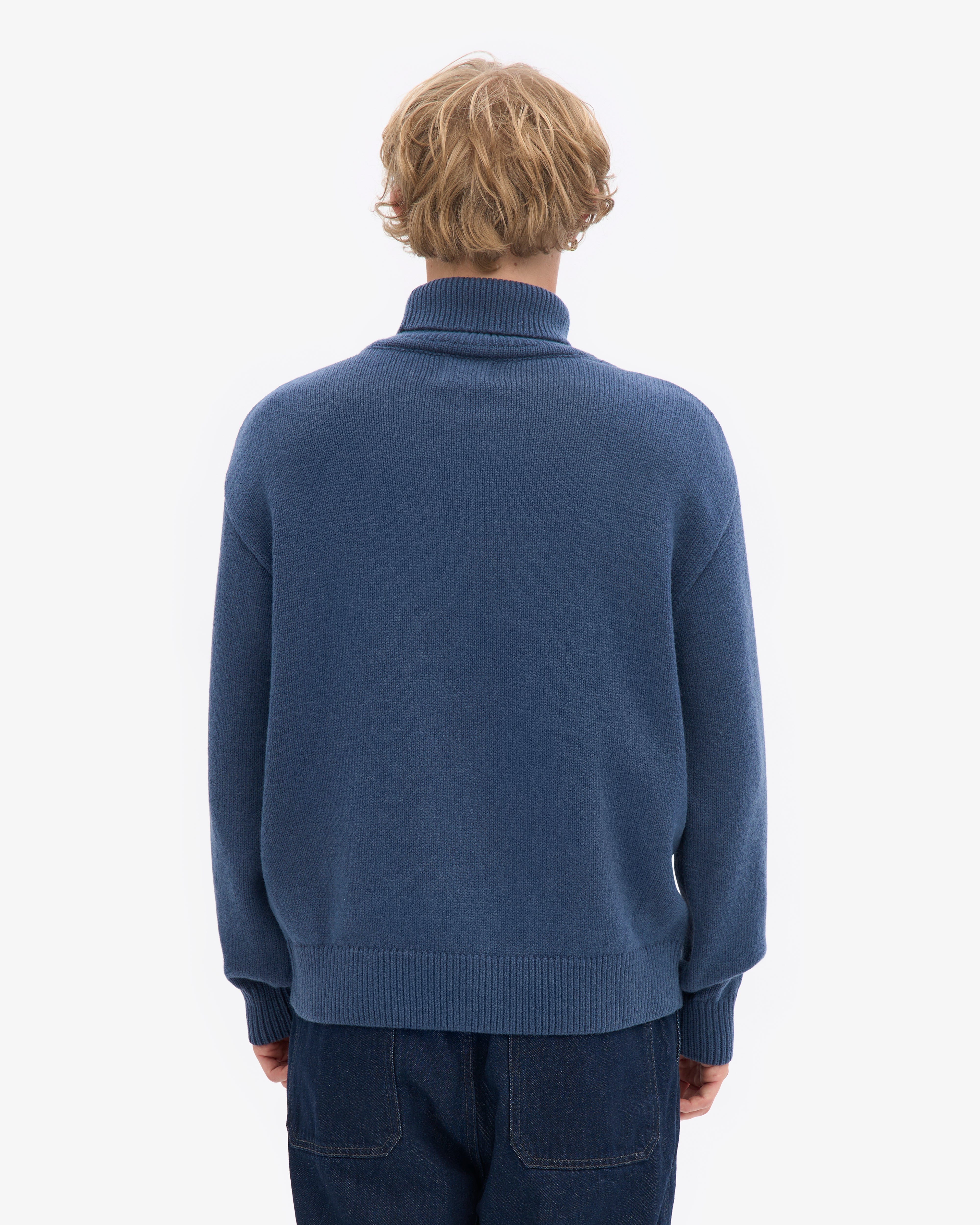 Merino Wool Turtleneck - Petrol Blue