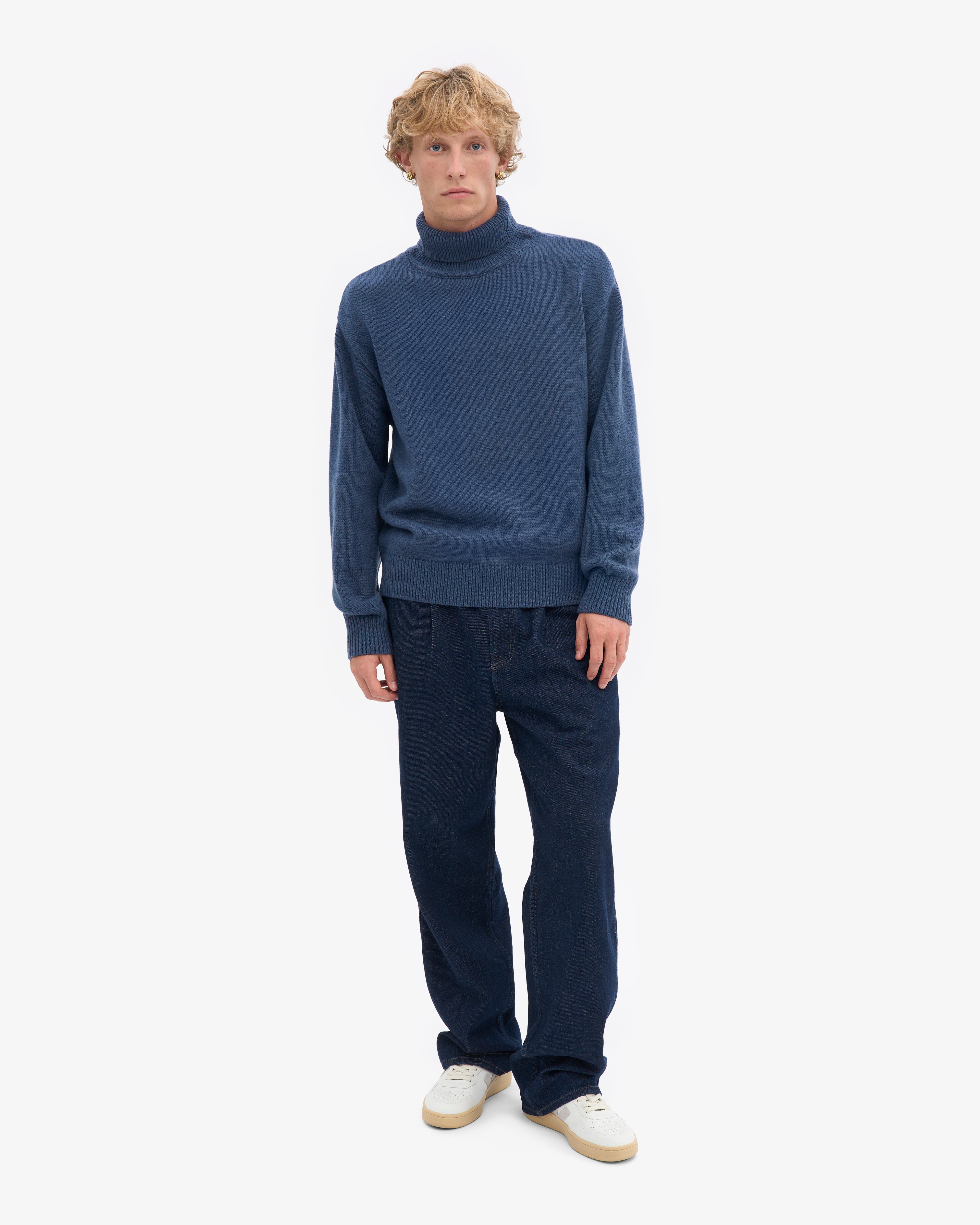Merino Wool Turtleneck - Petrol Blue