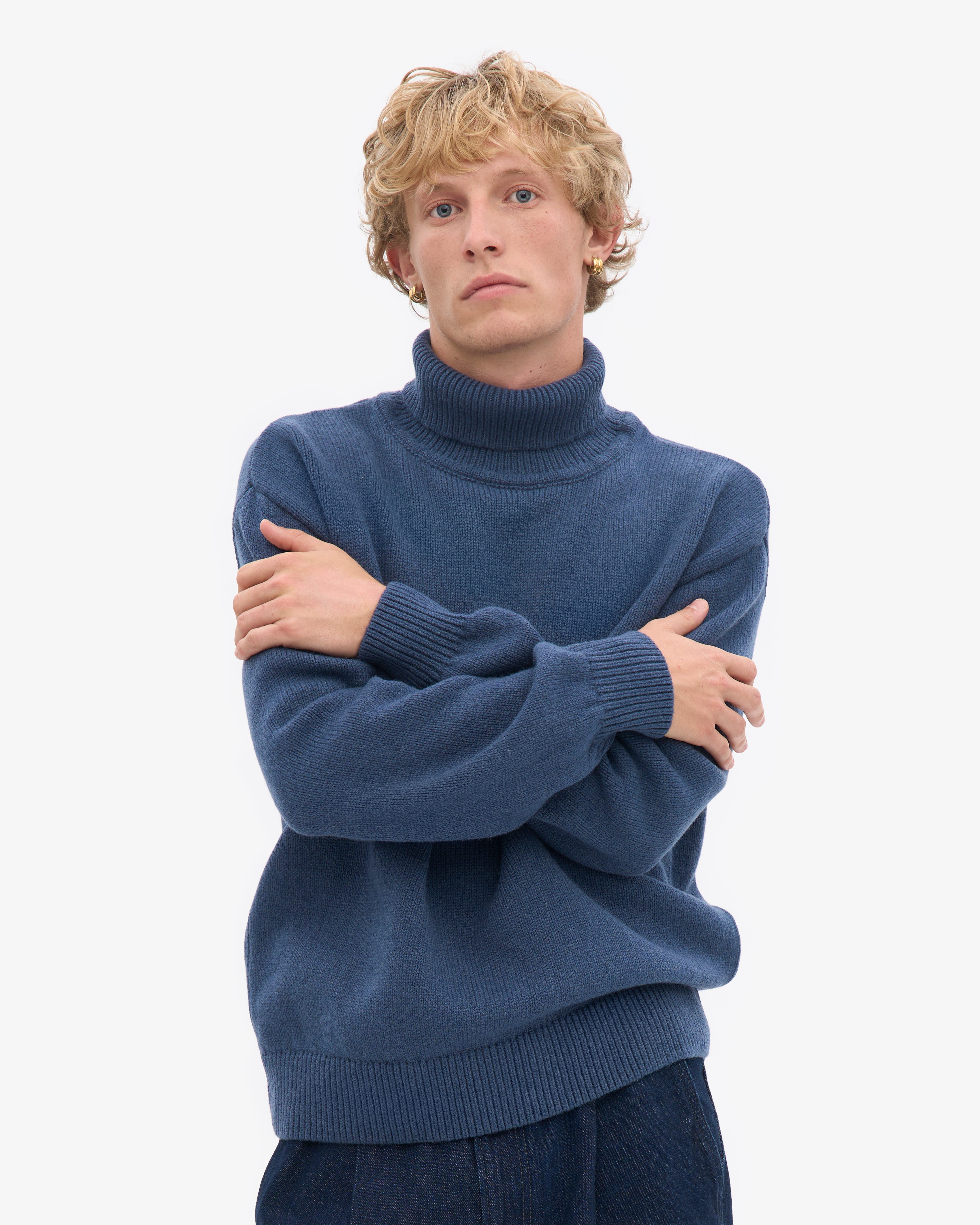 Merino Wool Turtleneck - Petrol Blue
