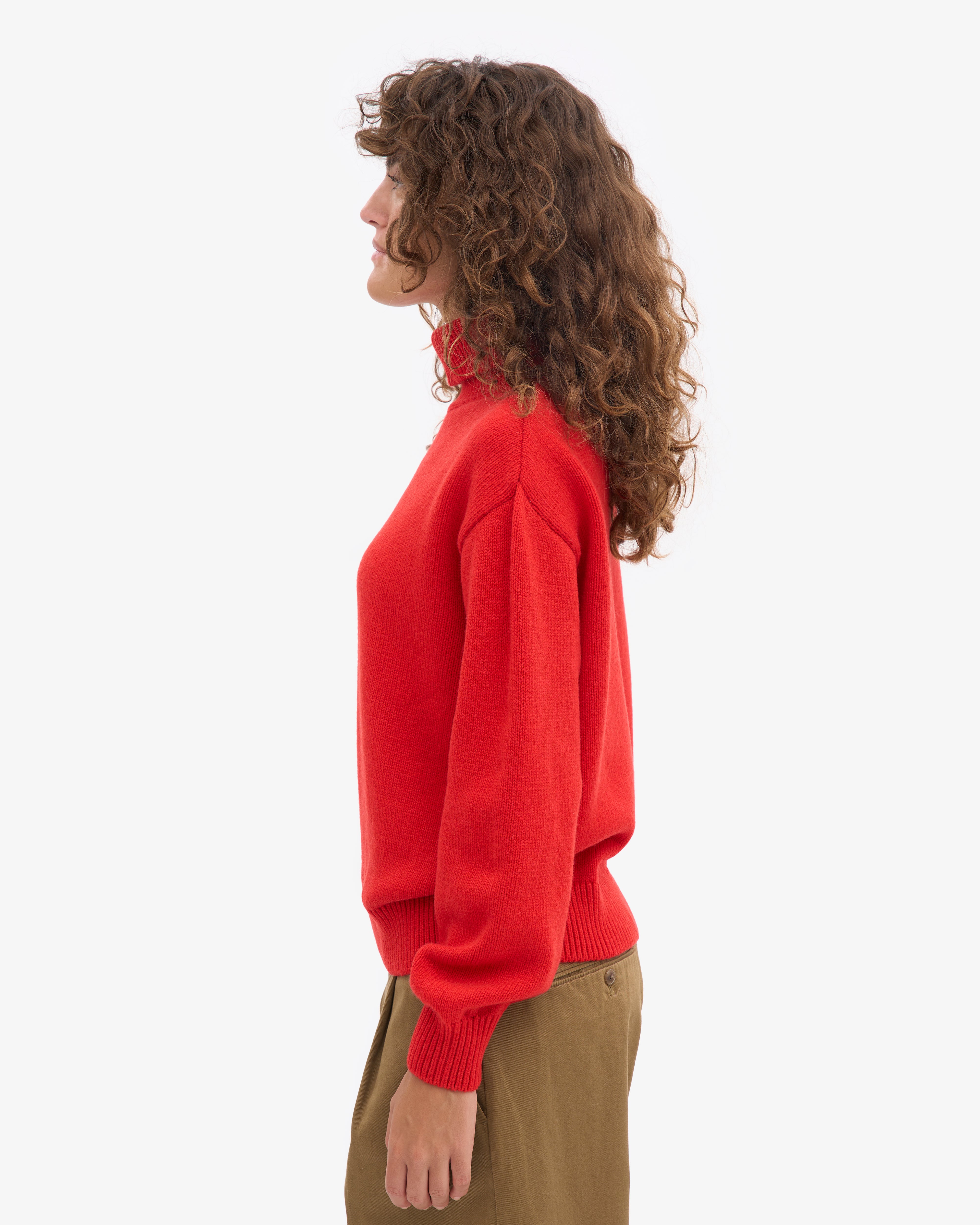 Merino Wool Turtleneck - Red Tangerine