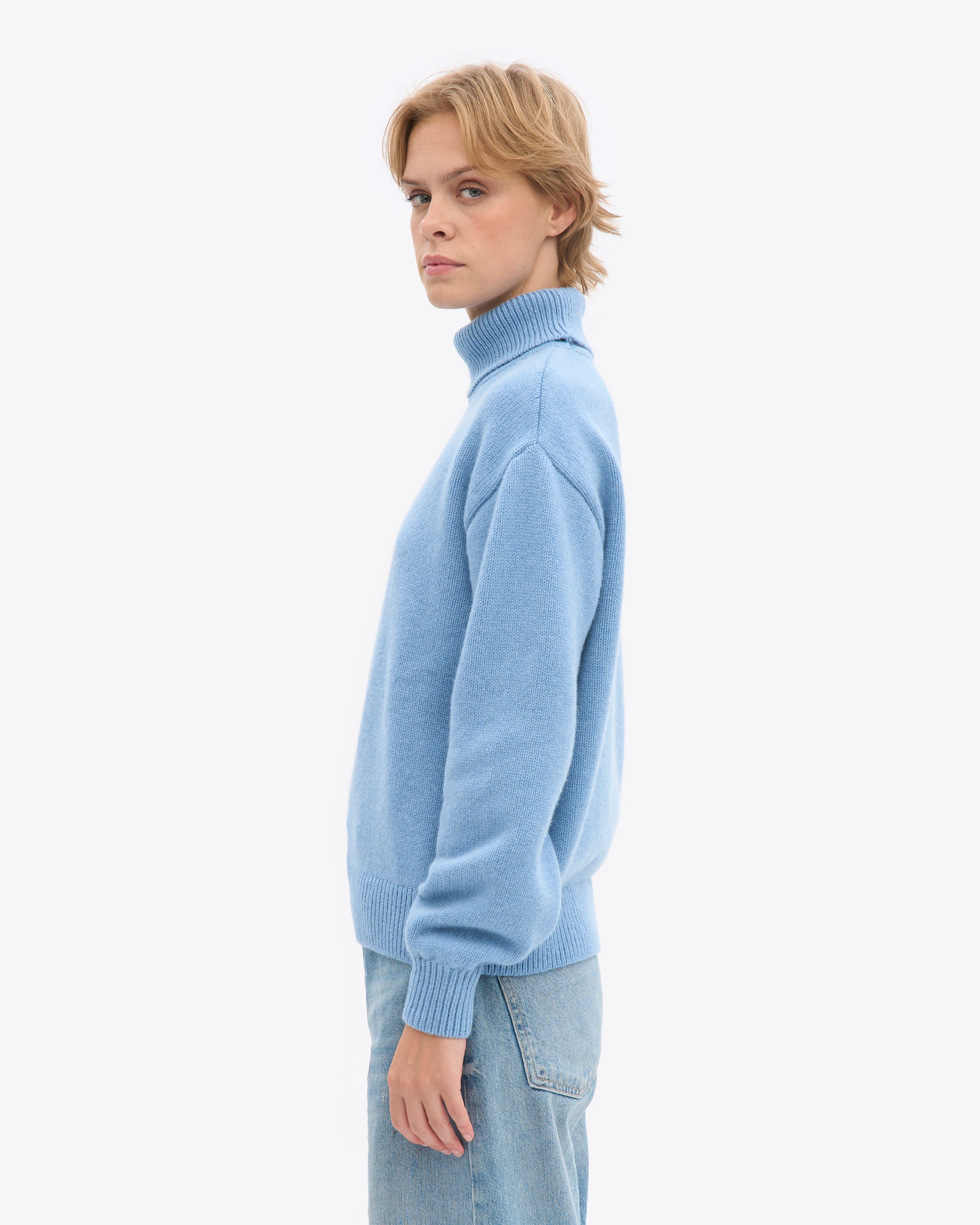 Merino Wool Turtleneck - Seaside Blue