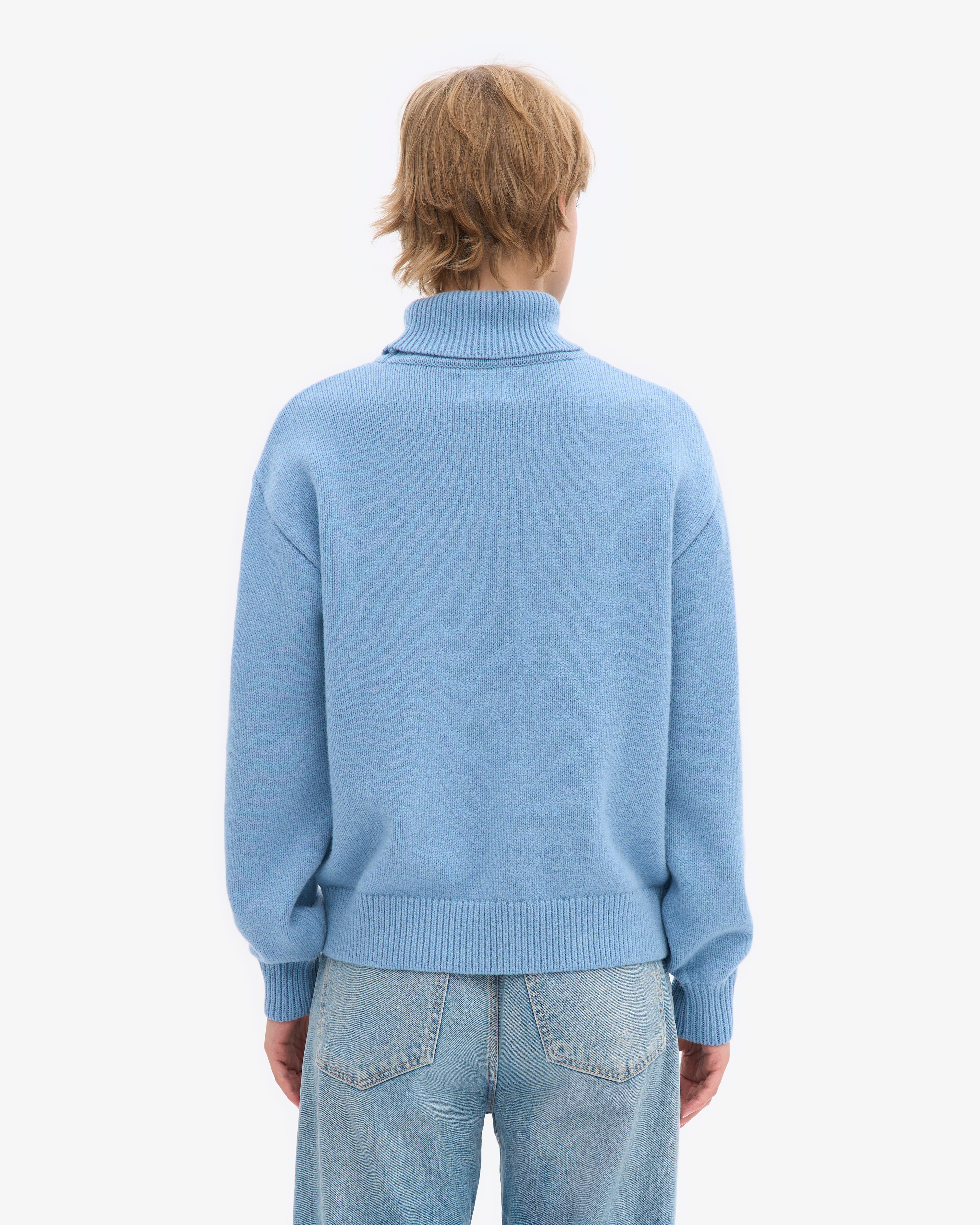 Merino Wool Turtleneck - Seaside Blue