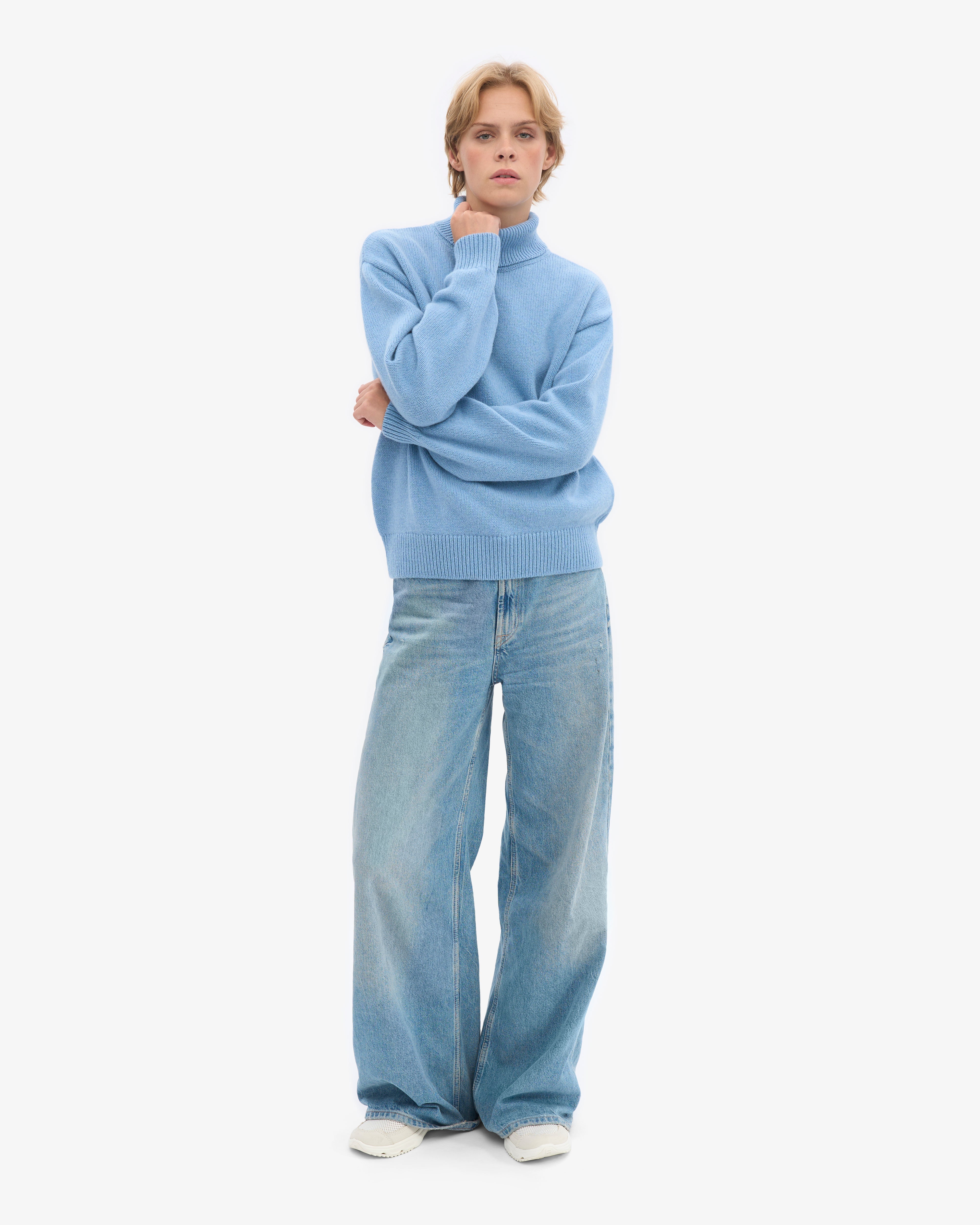 Merino Wool Turtleneck - Seaside Blue