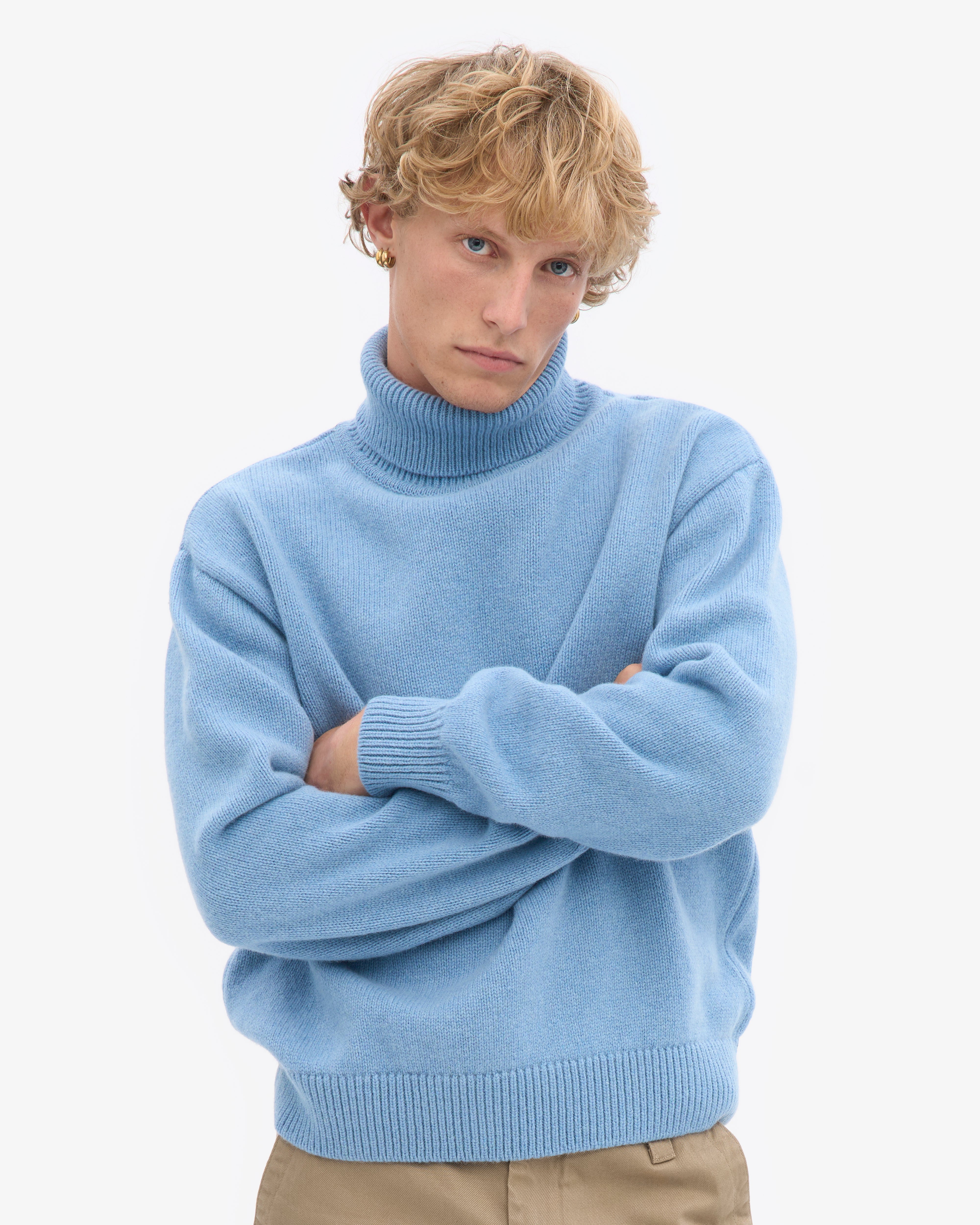 Merino Wool Turtleneck - Seaside Blue
