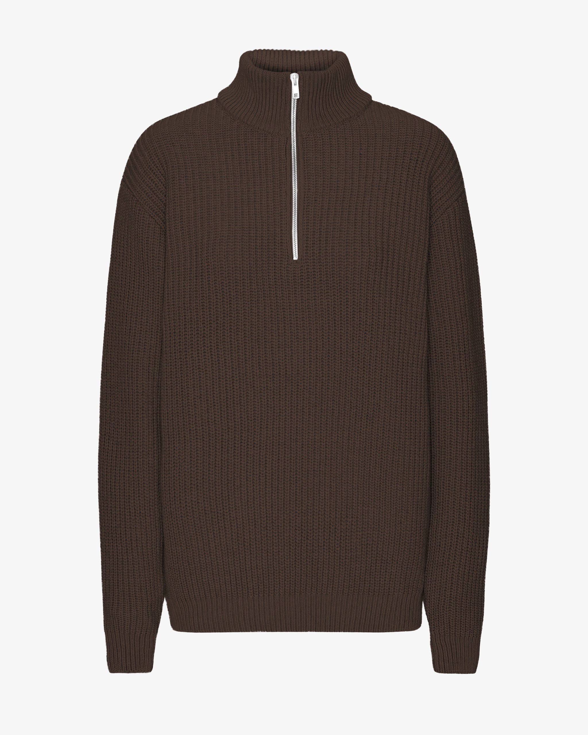 Common Need Ashwood Quarter Zip Sweater Coffee Brown