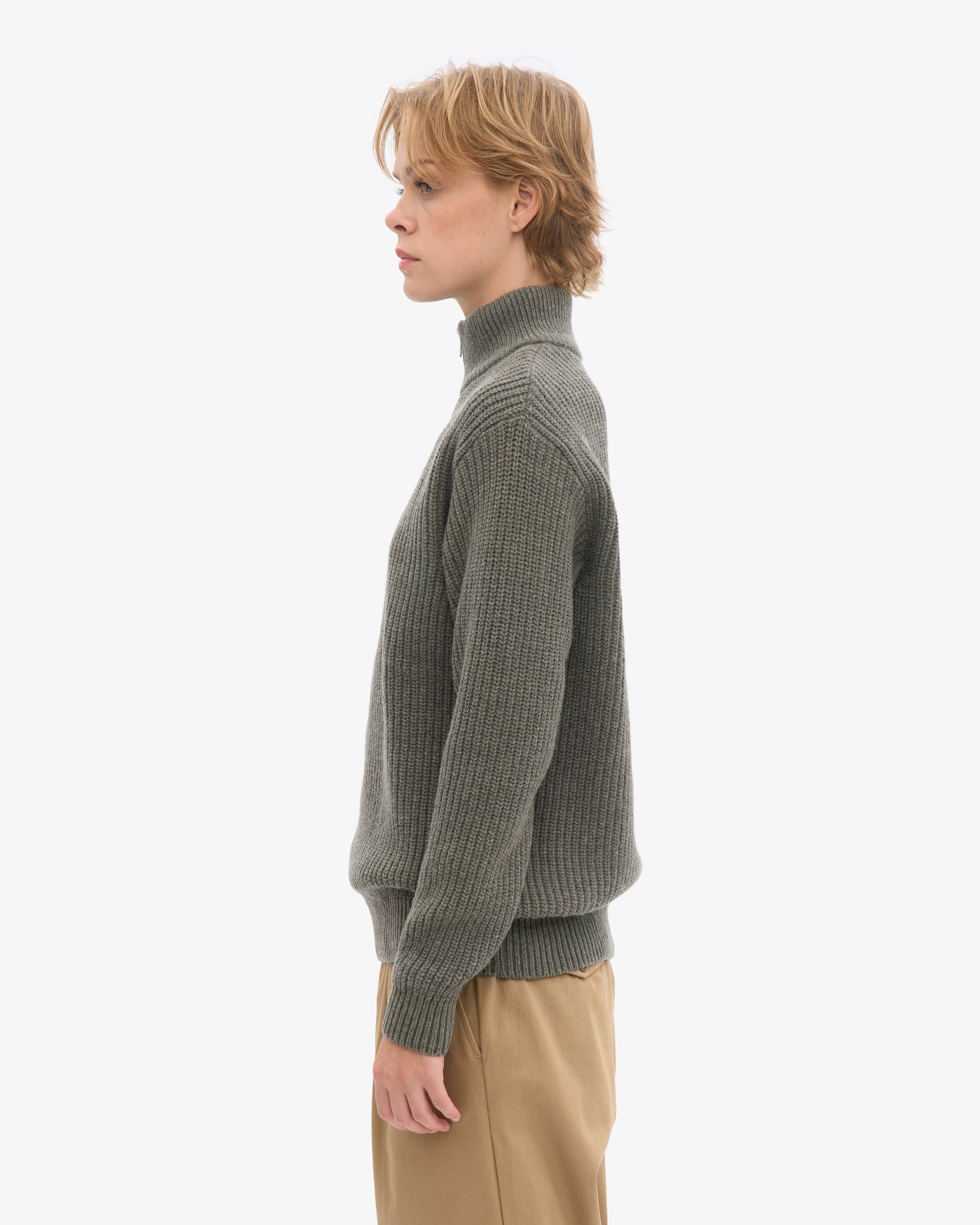 Merino Quarter Zip - Dusty Olive