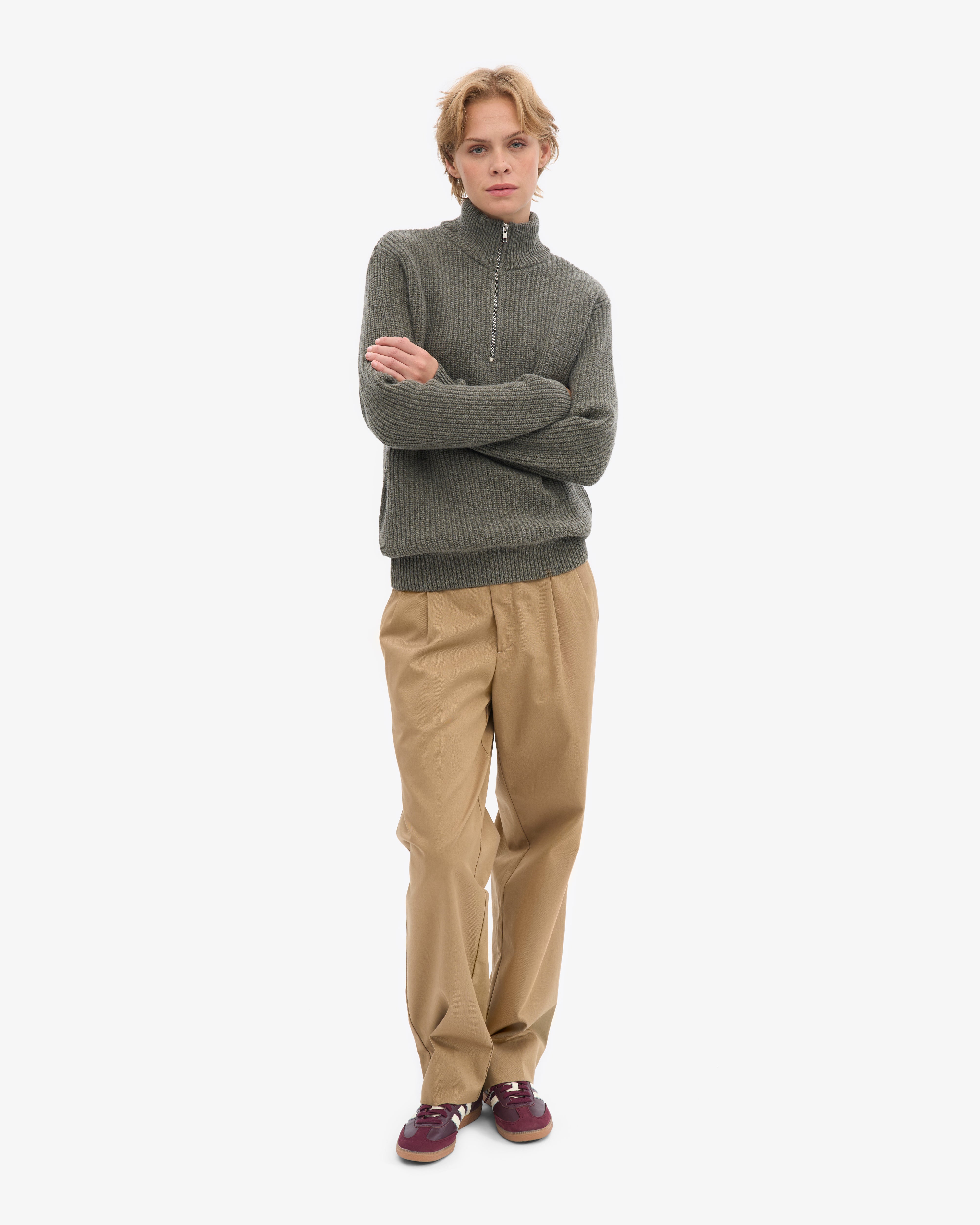 Merino Quarter Zip - Dusty Olive