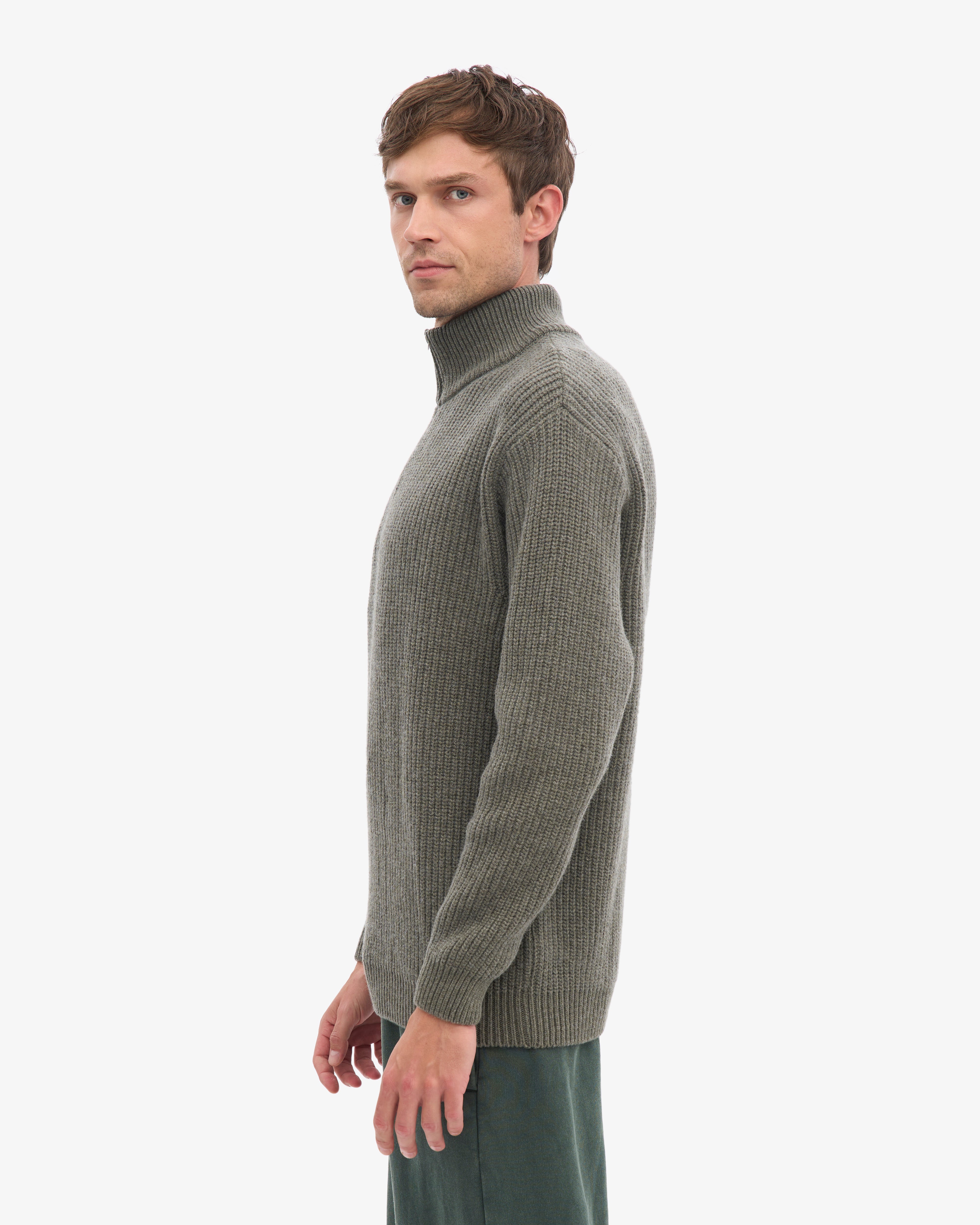 Merino Quarter Zip - Dusty Olive