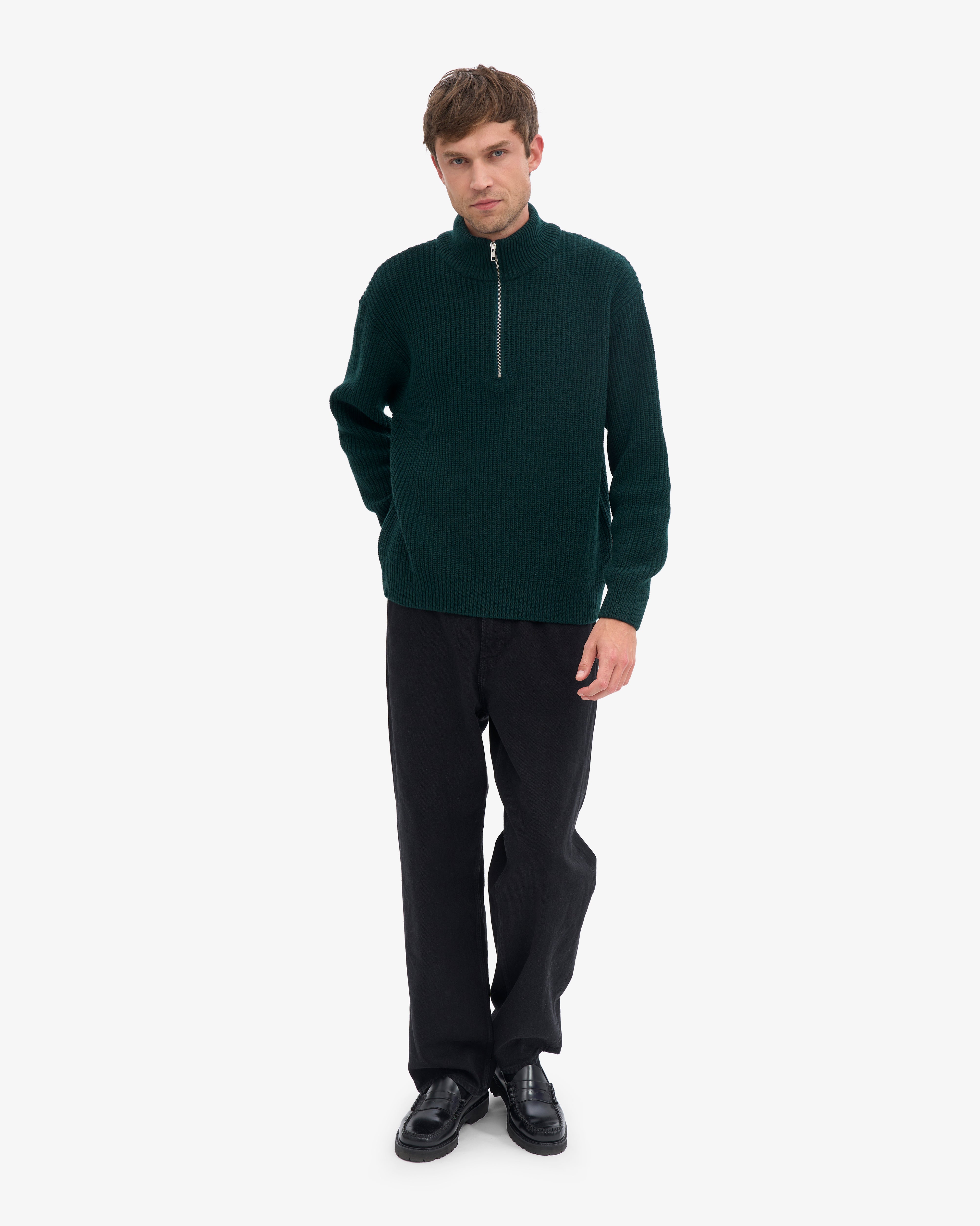 Merino Quarter Zip - Emerald Green