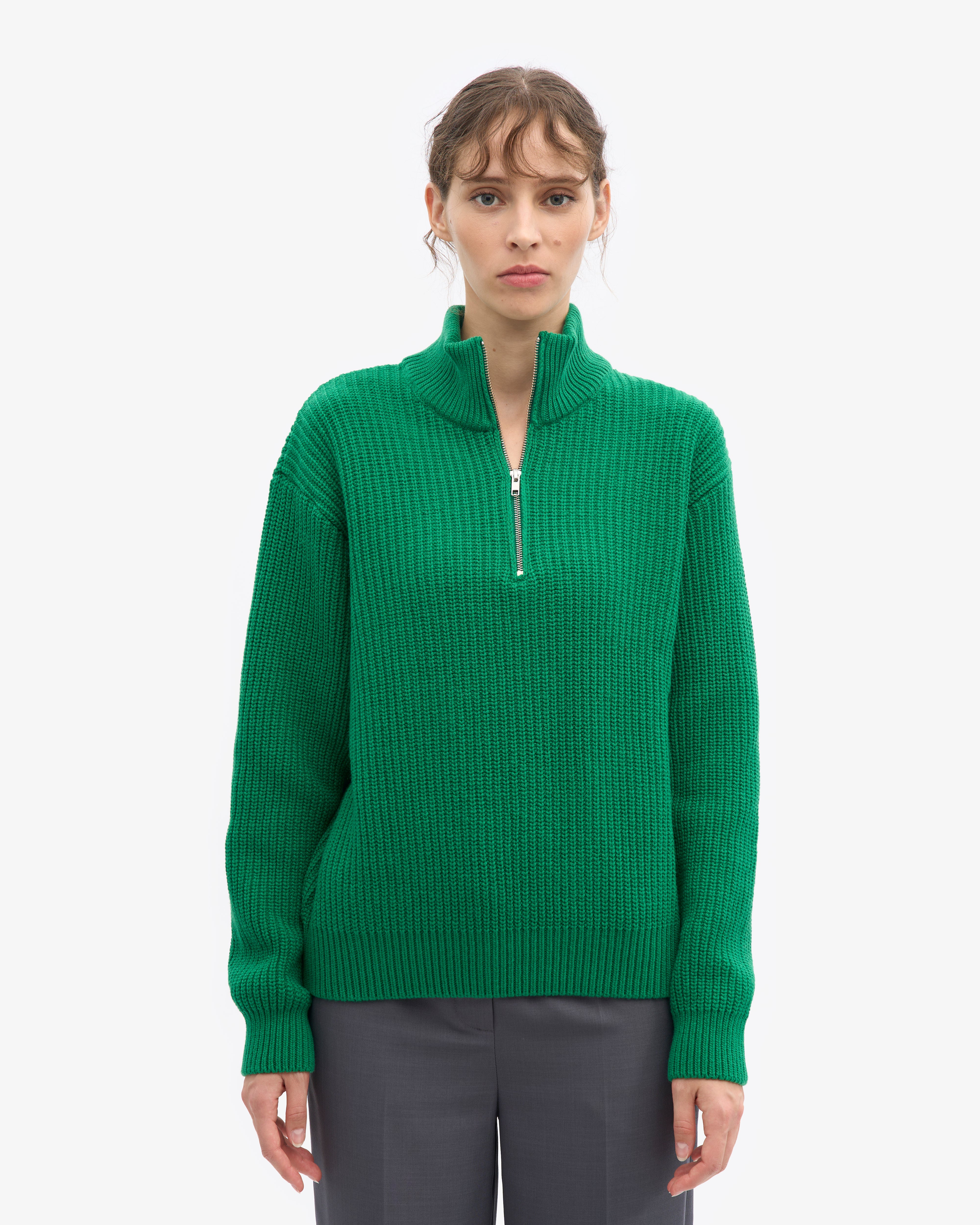 Merino Quarter Zip - Kelly Green