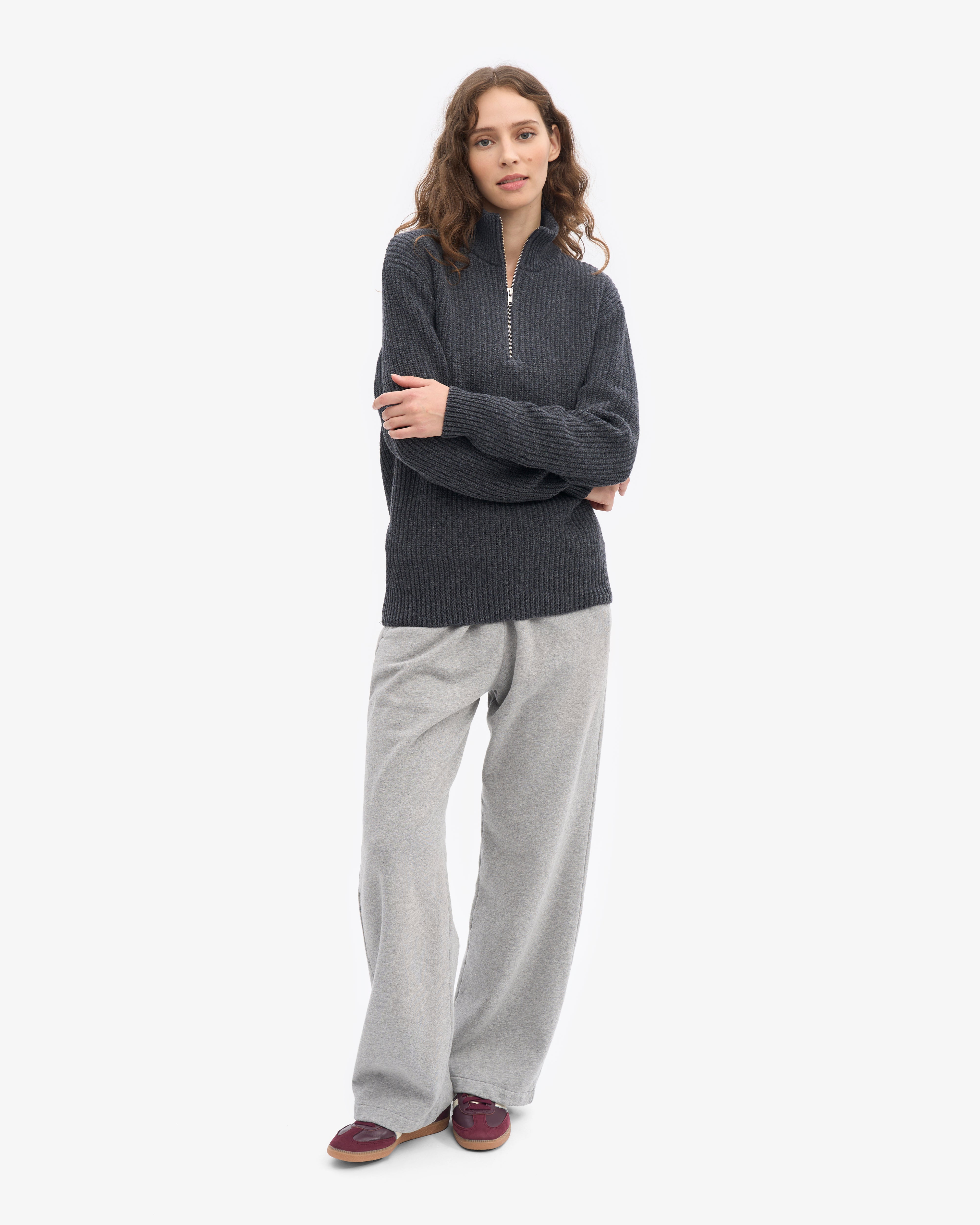 Merino Quarter Zip - Lava Grey