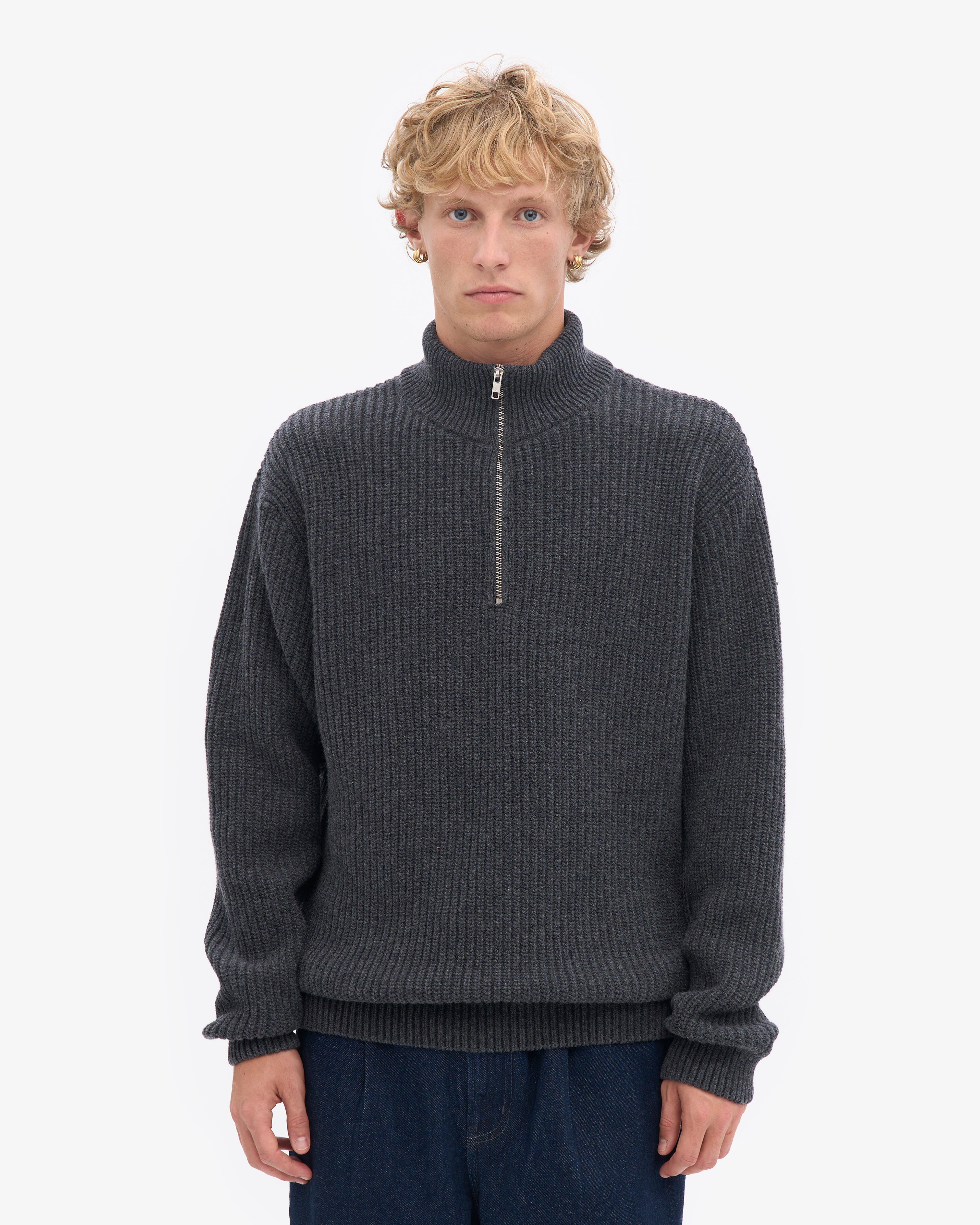 Merino Quarter Zip - Lava Grey
