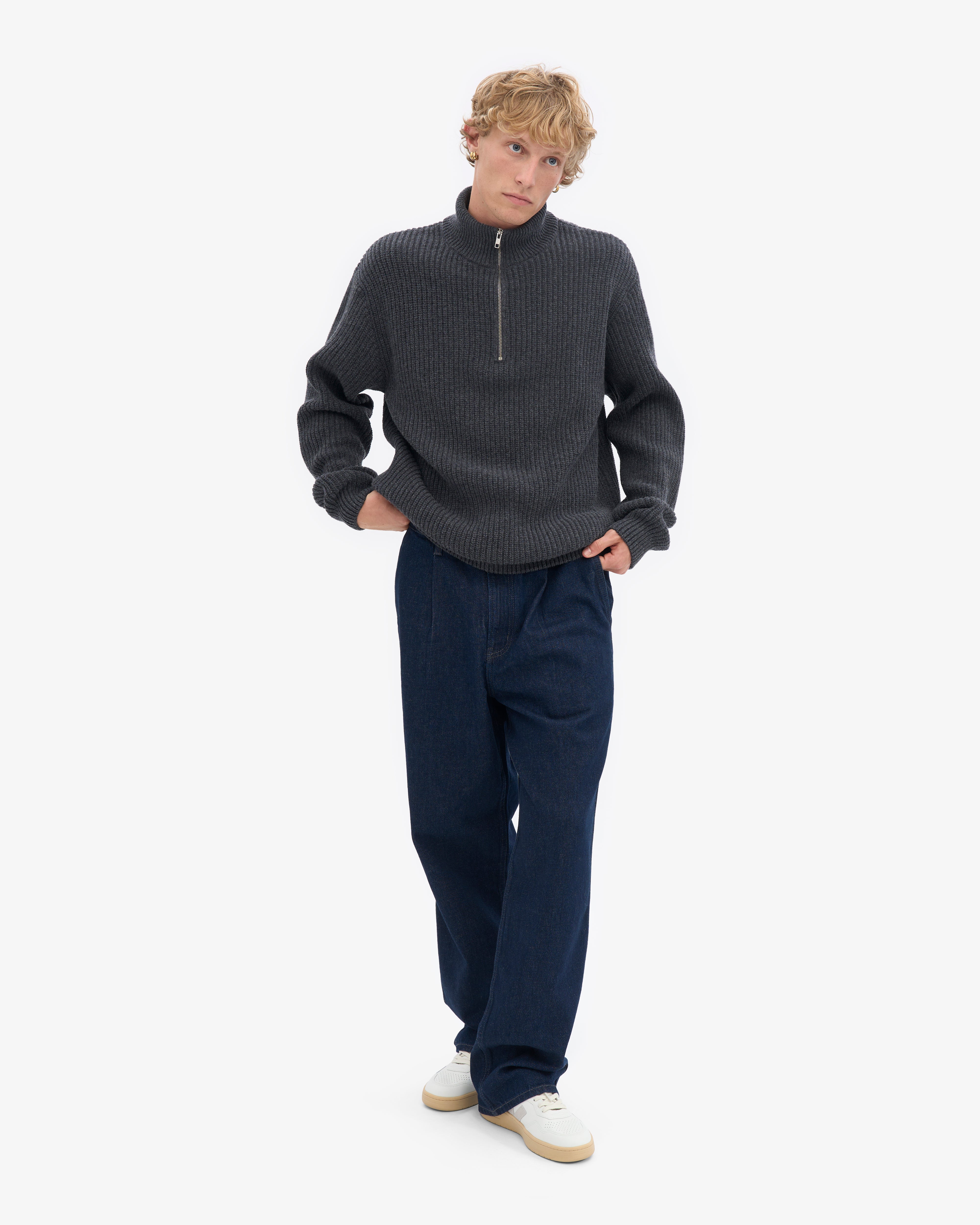 Merino Quarter Zip - Lava Grey