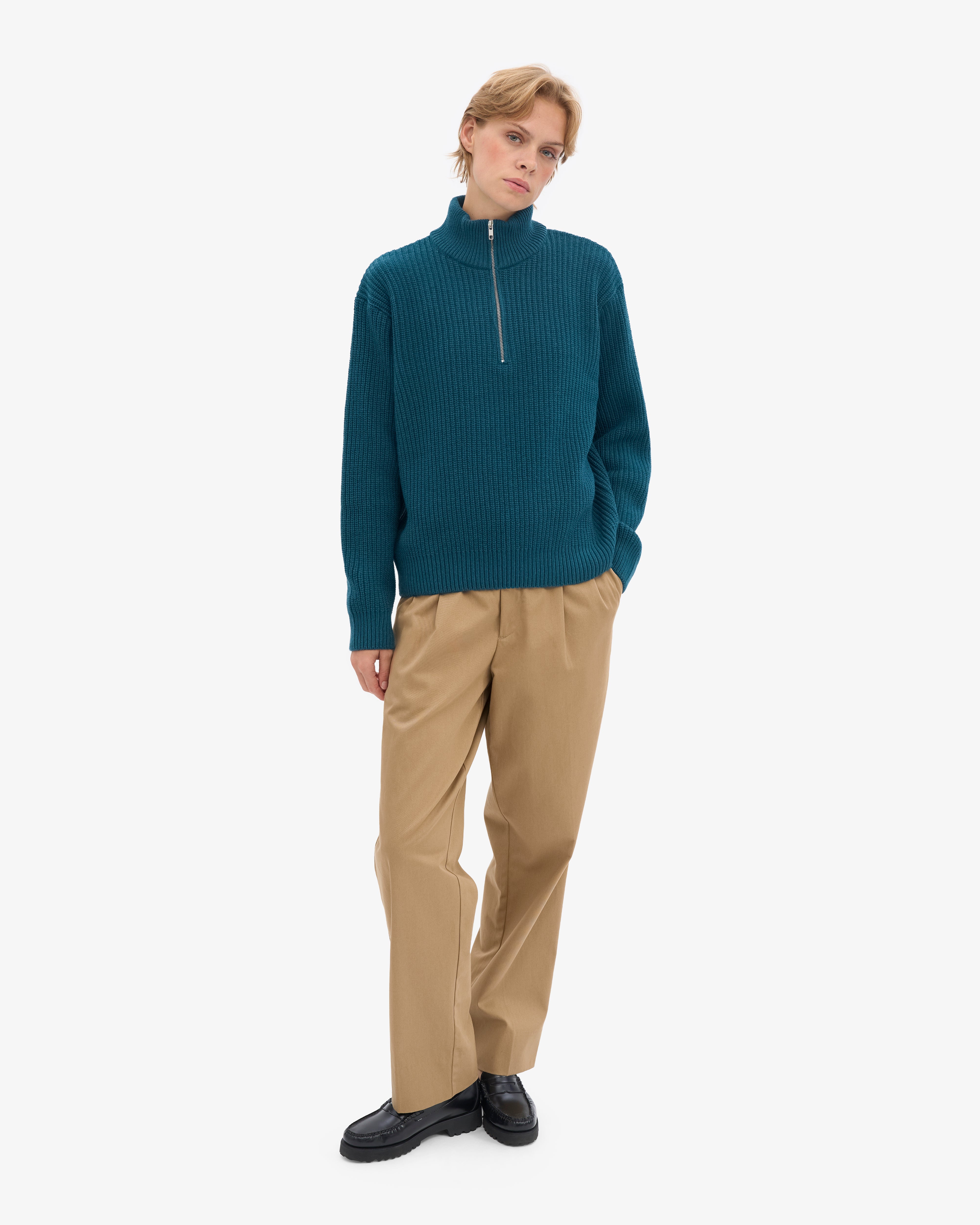 Merino Quarter Zip - Ocean Green