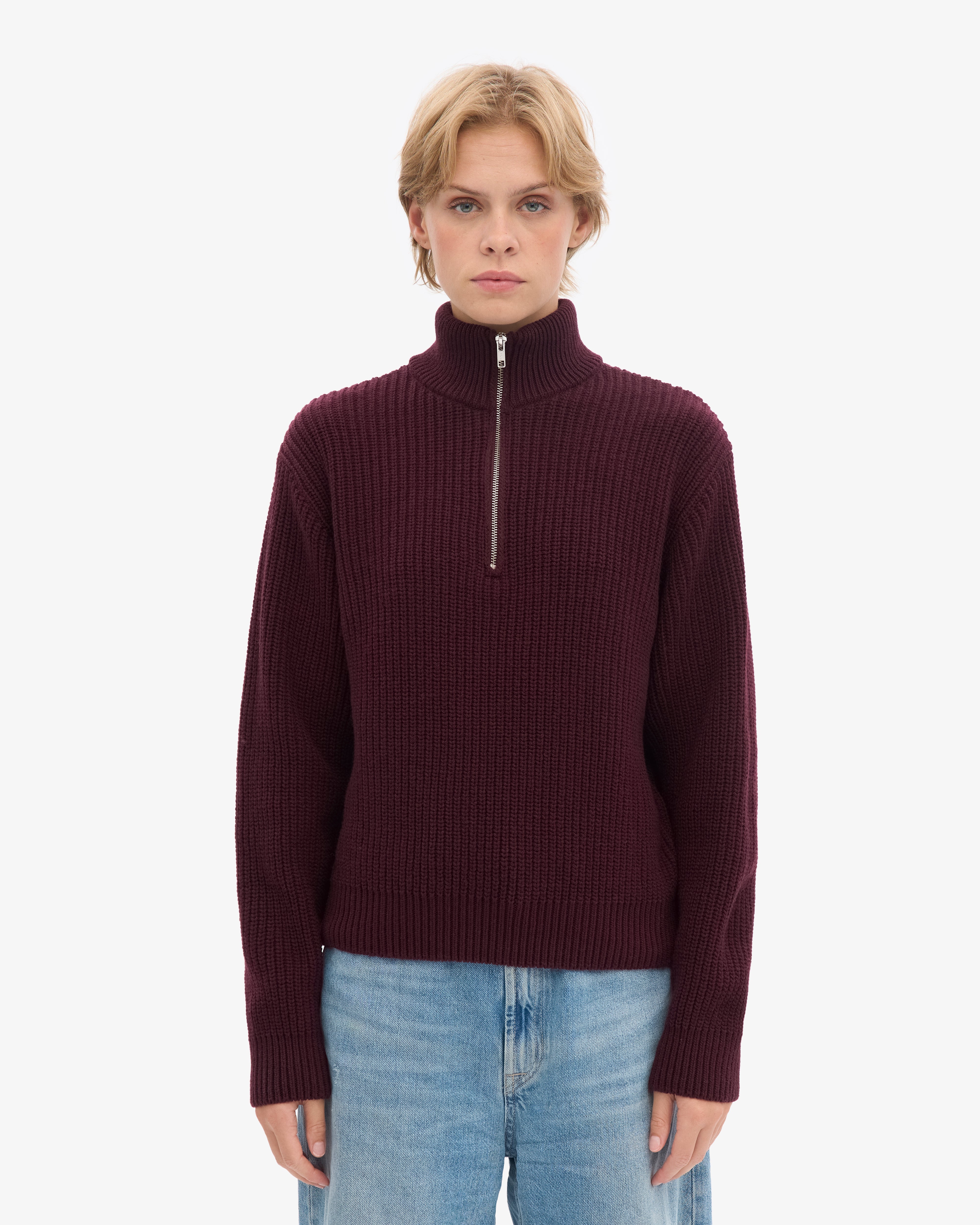Merino Quarter Zip - Oxblood Red