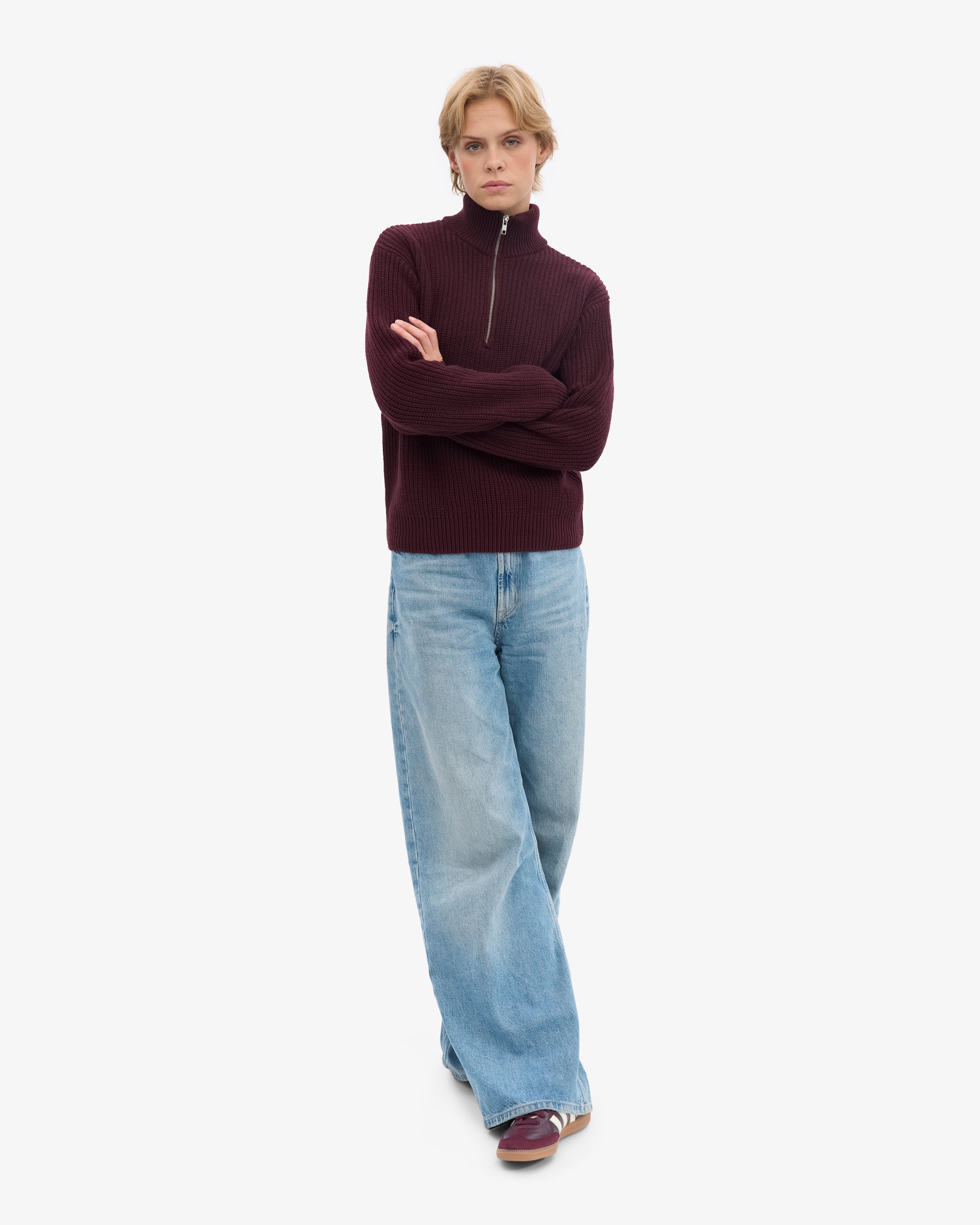 Merino Quarter Zip - Oxblood Red