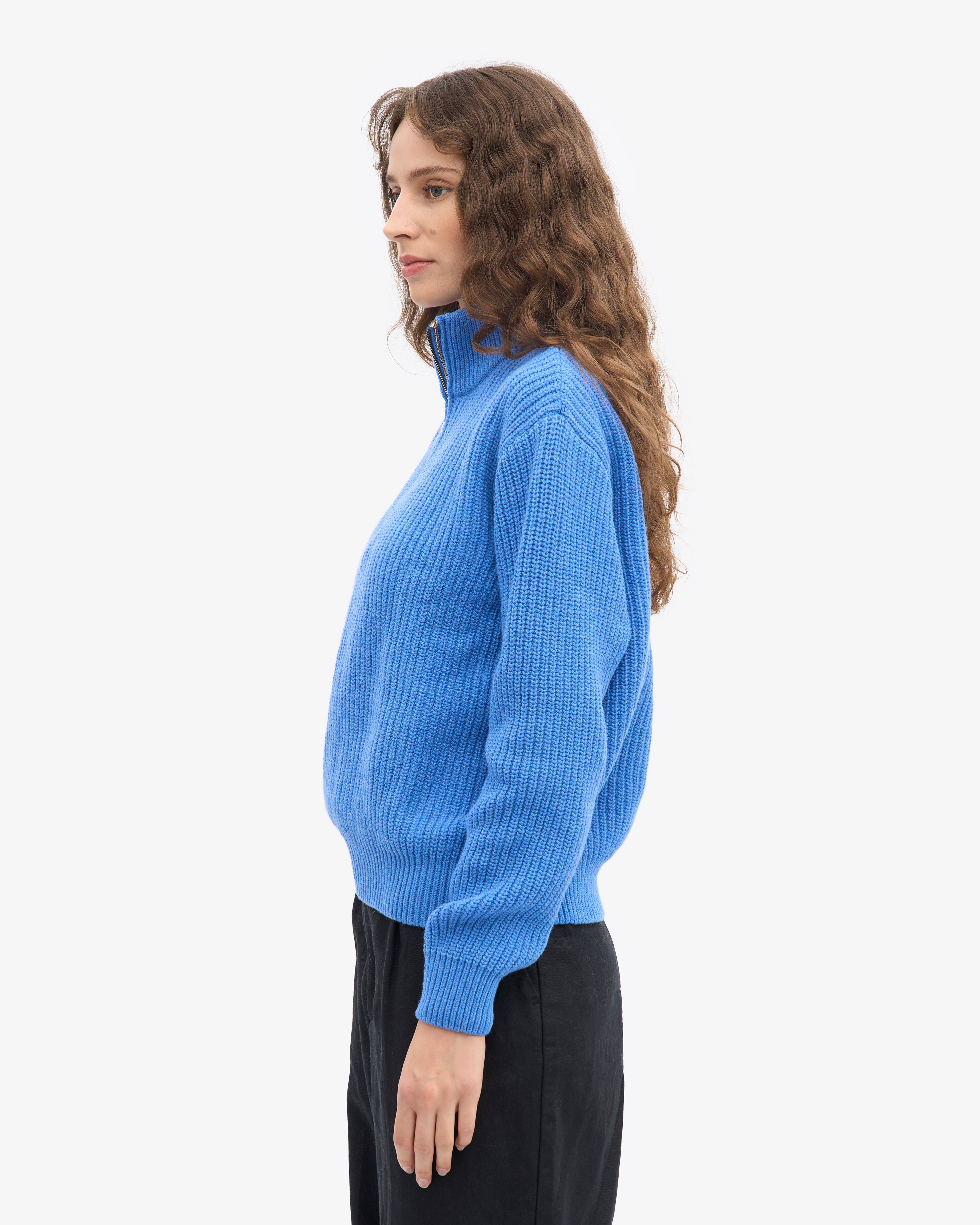 Merino Quarter Zip - Pacific Blue