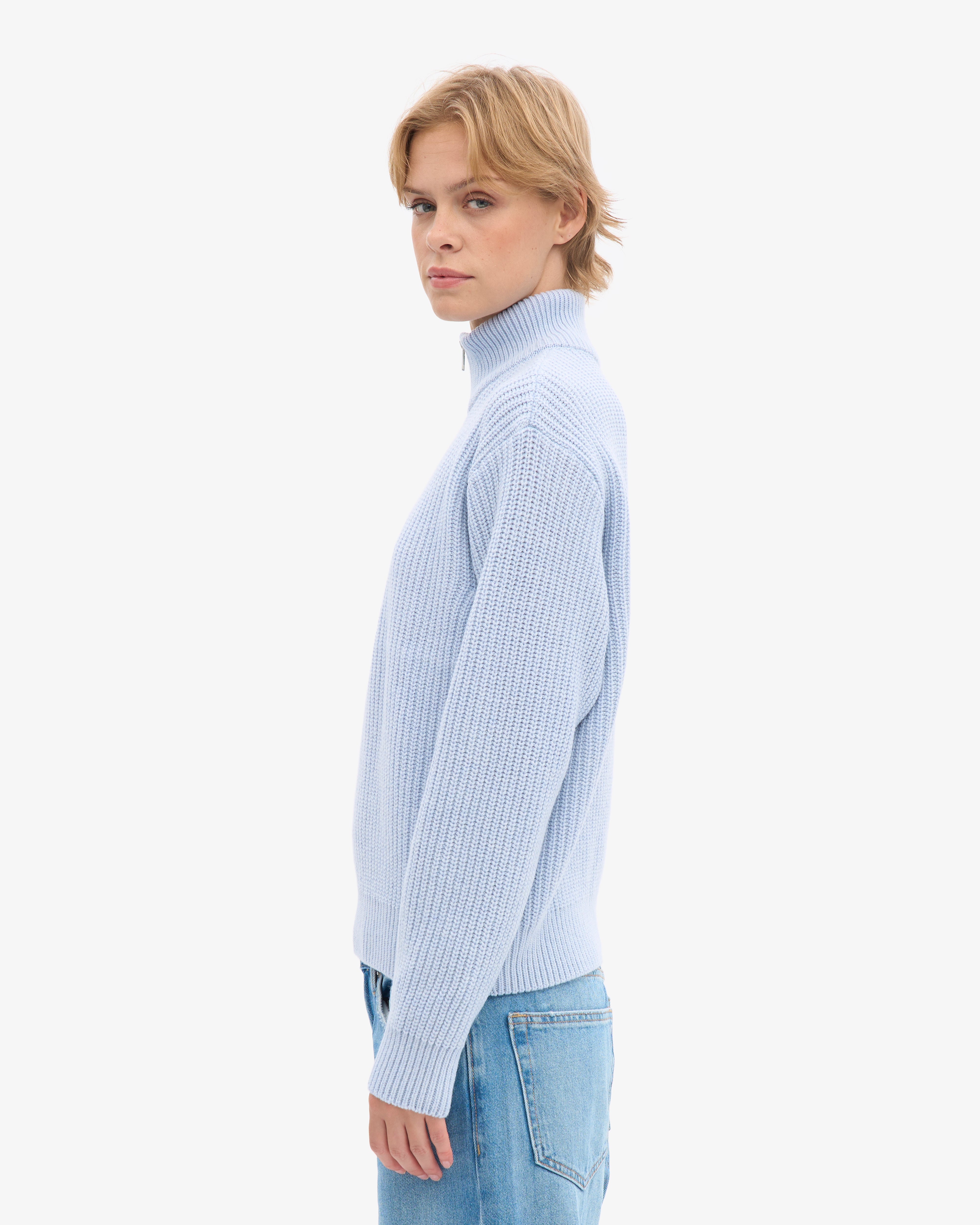 Merino Quarter Zip - Polar Blue