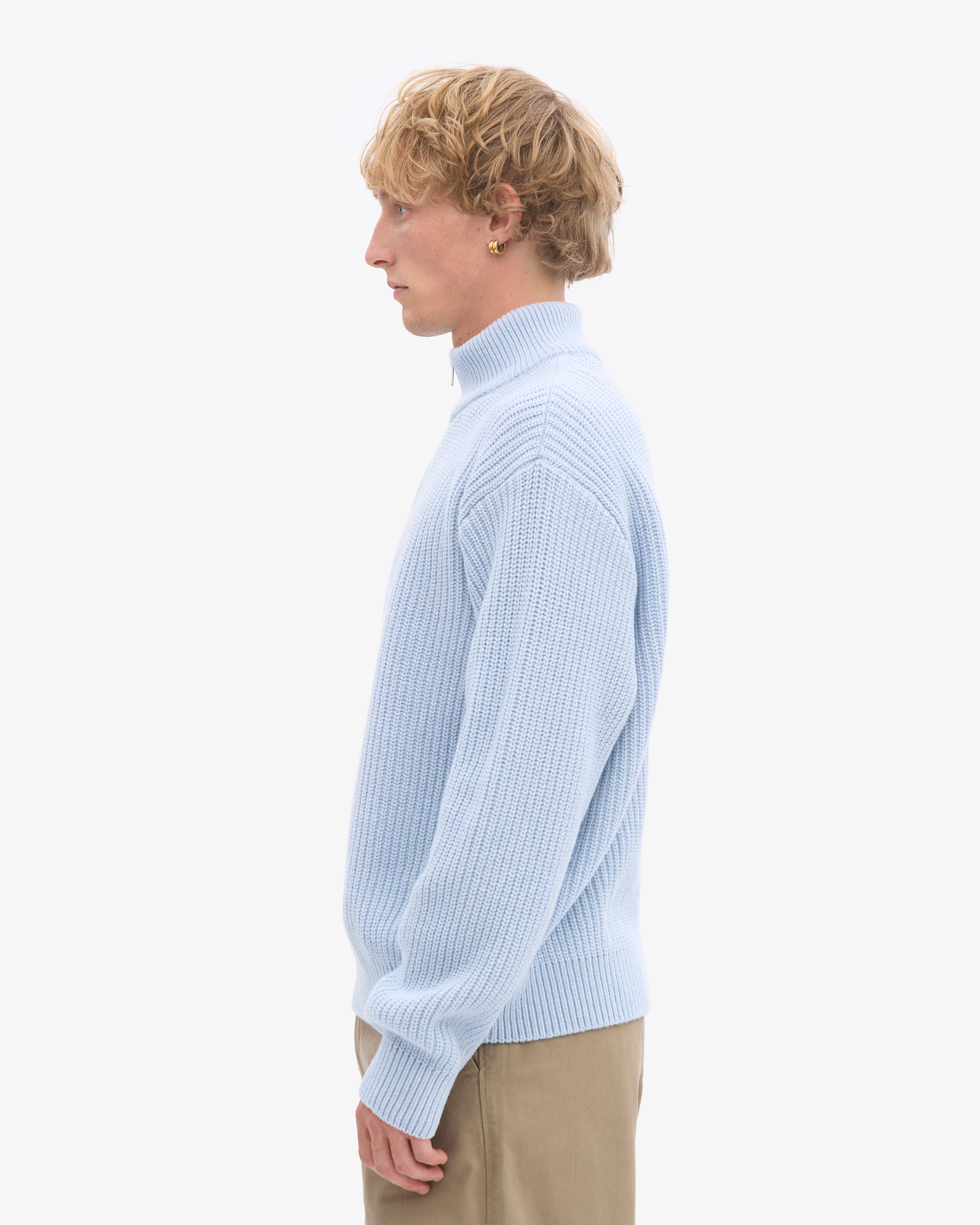 Merino Quarter Zip - Polar Blue