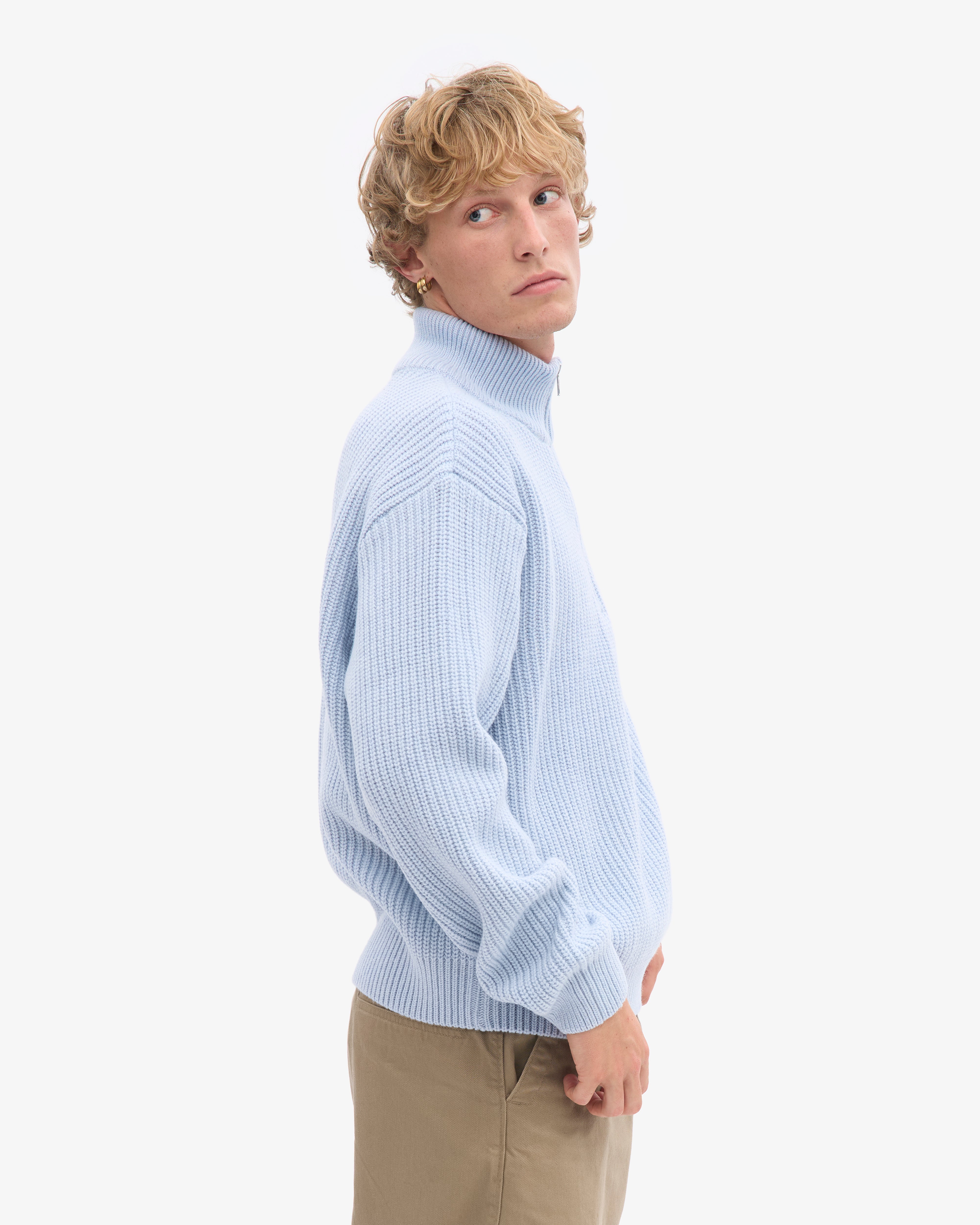 Merino Quarter Zip - Polar Blue